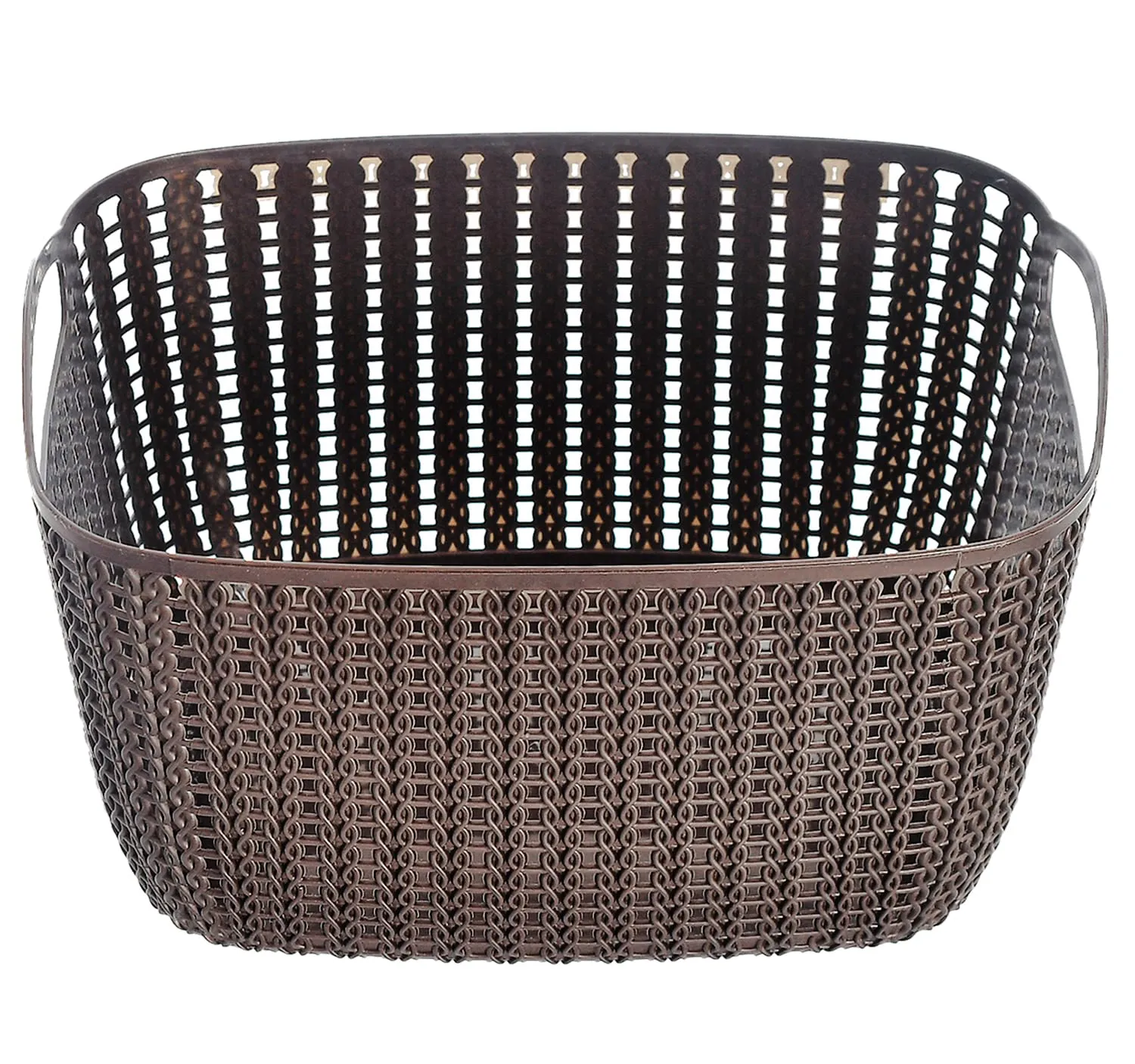 Heart Home Multipurposes Small M 25 Plastic Basket, Organizer For Kitchen, Countertops, Cabinets, Bathroom With Lids- Pack of 6 (Brown) -46HH044