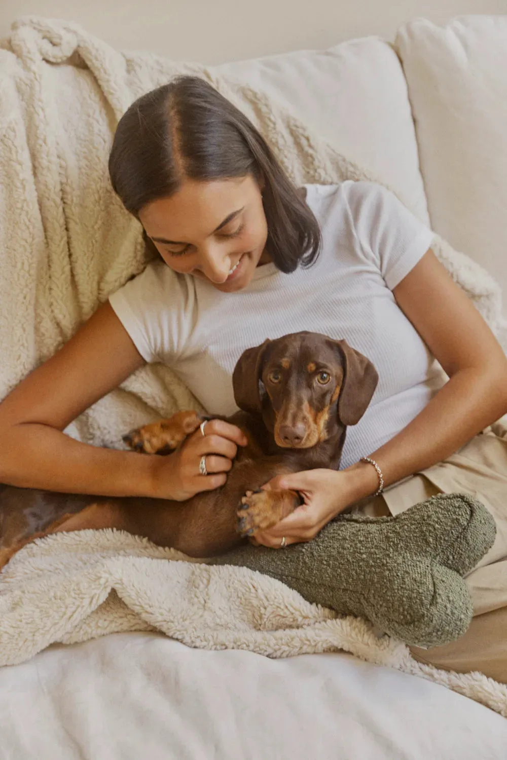 Hommey Faux Fur Pet Blanket - Marshmallow