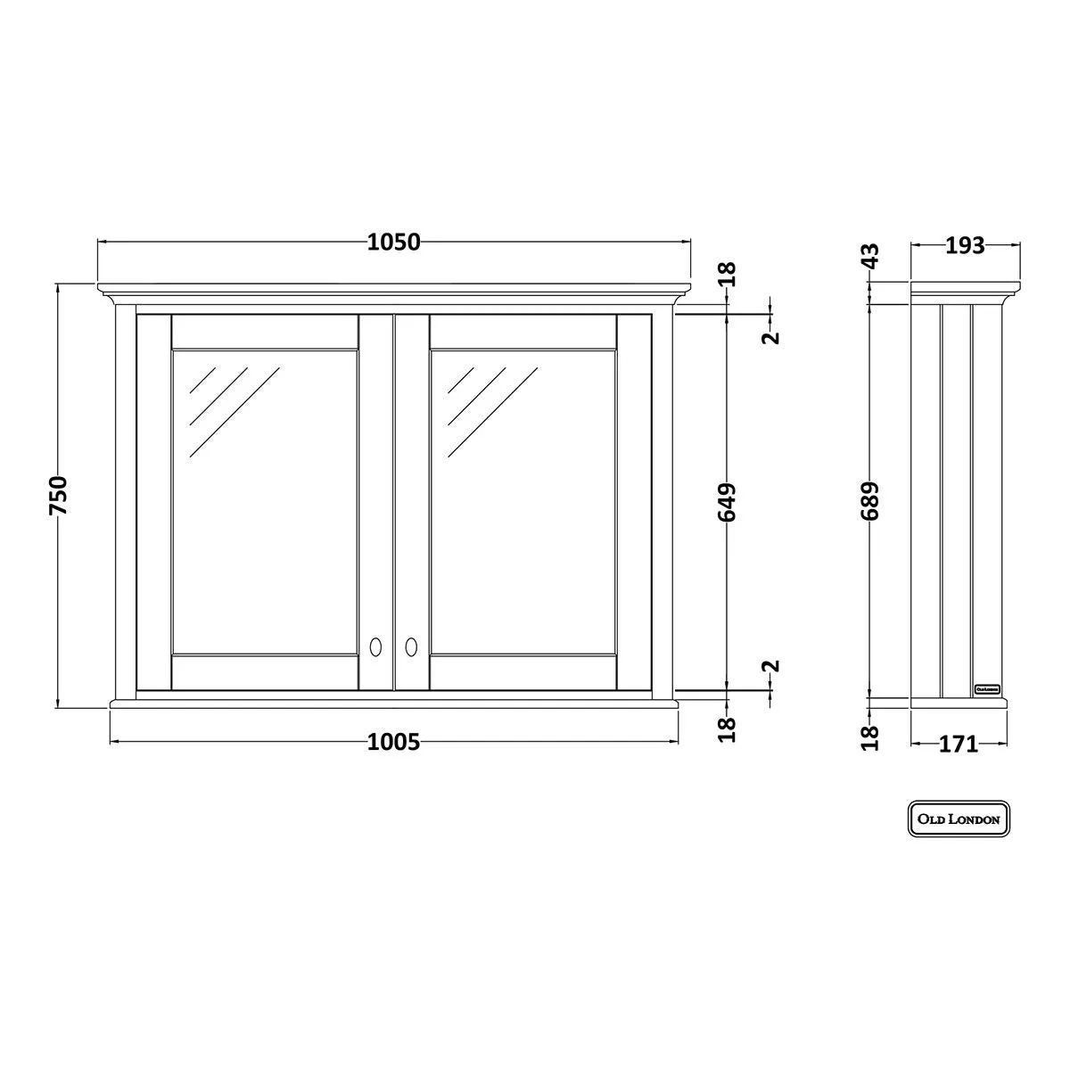 Hudson Reed Old London 1050mm Mirror Cabinet in Hunter Green