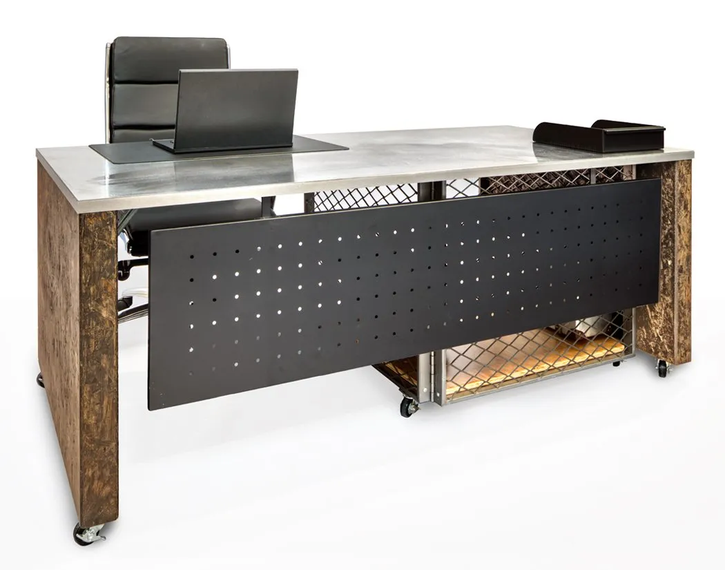 Industrial Executive Desk on Casters with Storage