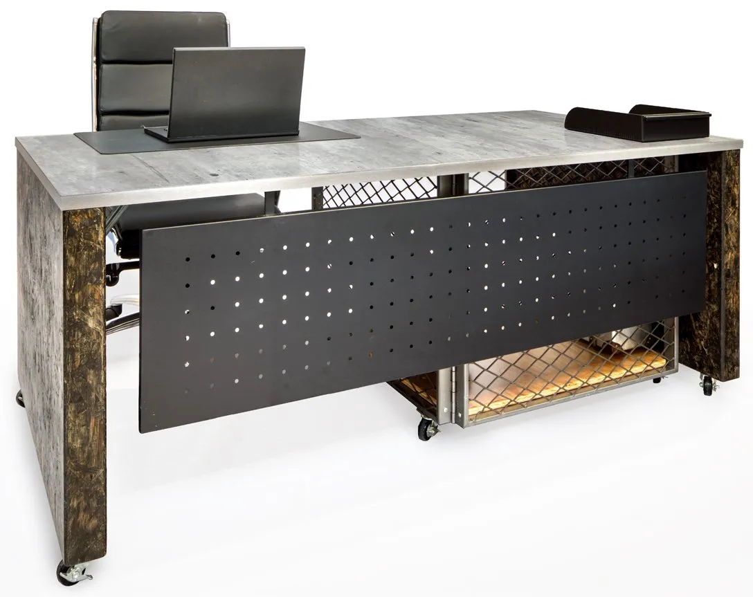 Industrial Executive Desk on Casters with Storage