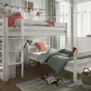 Kidz Beds Beni L Bunk Bed with Bookcase in White