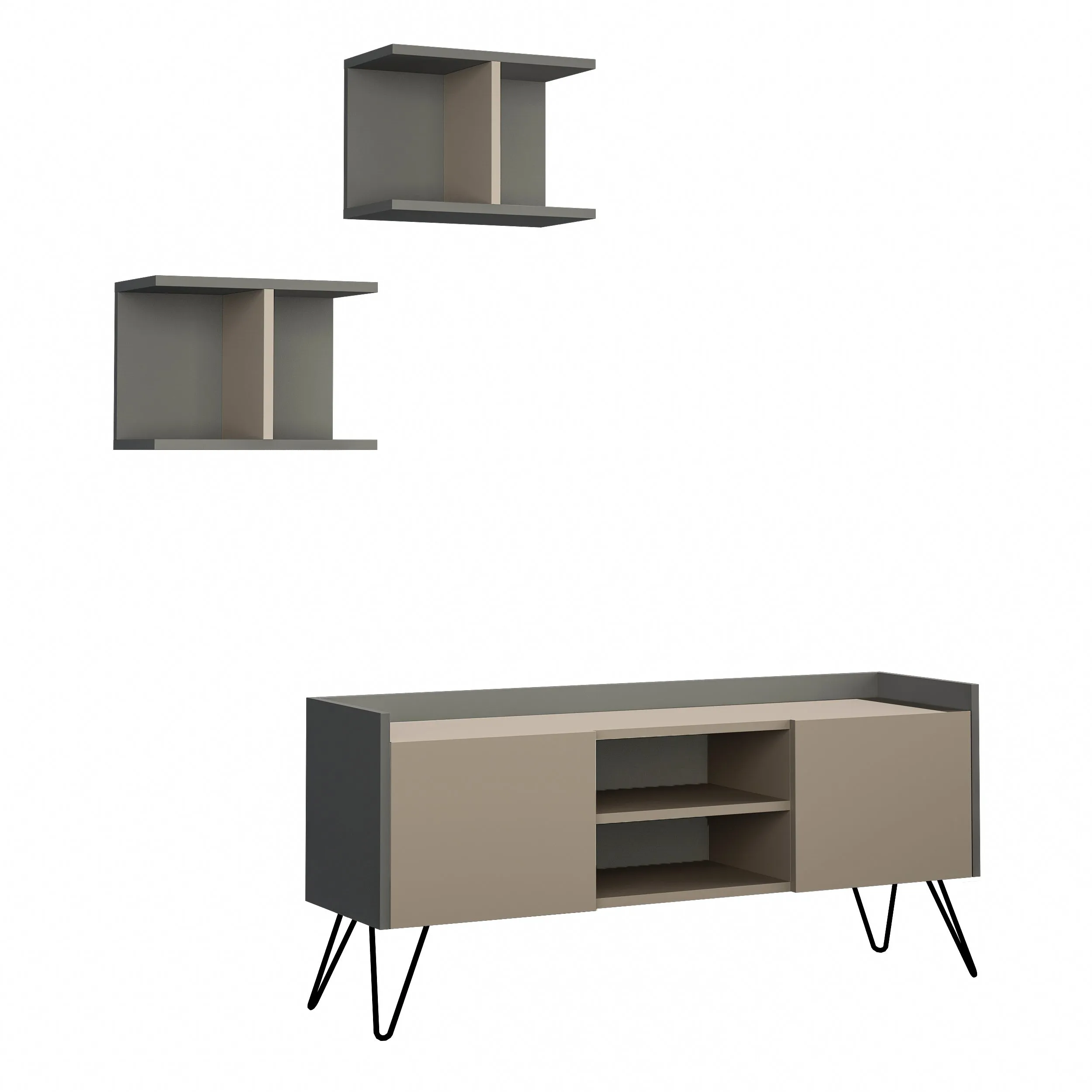 Klappe Modern TV Stand  With Storage And Wall Shelf 126 cm