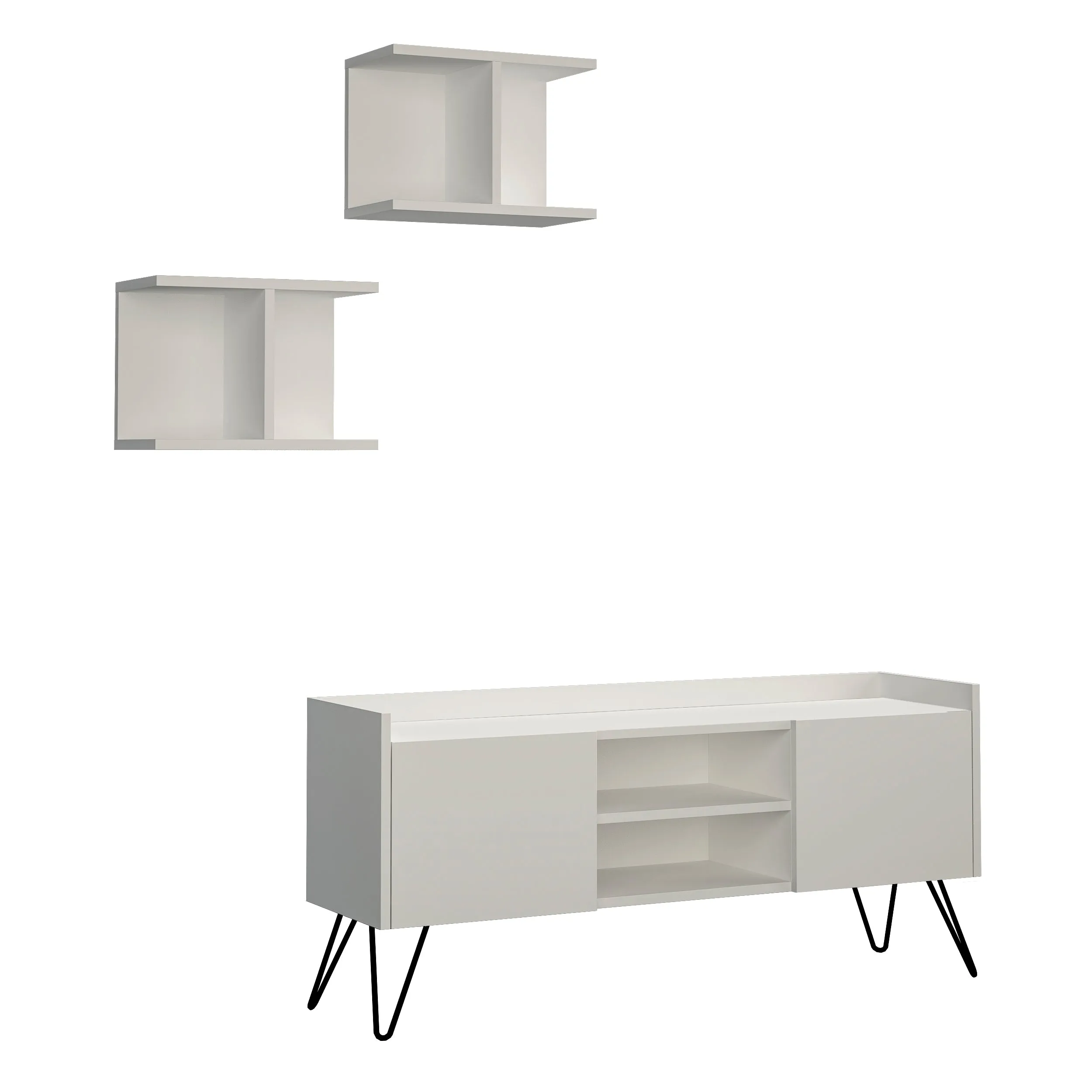 Klappe Modern TV Stand  With Storage And Wall Shelf 126 cm