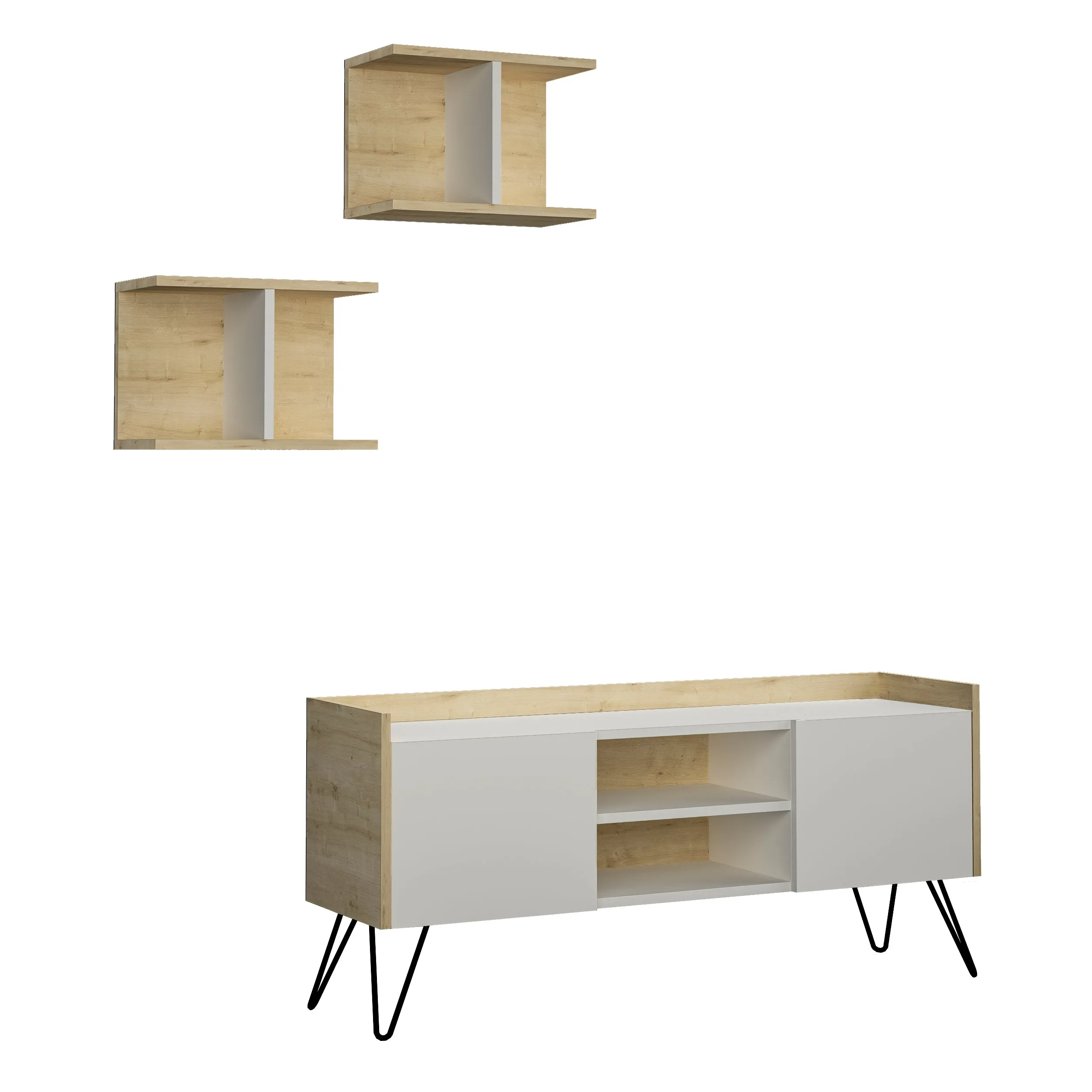 Klappe Modern TV Stand  With Storage And Wall Shelf 126 cm