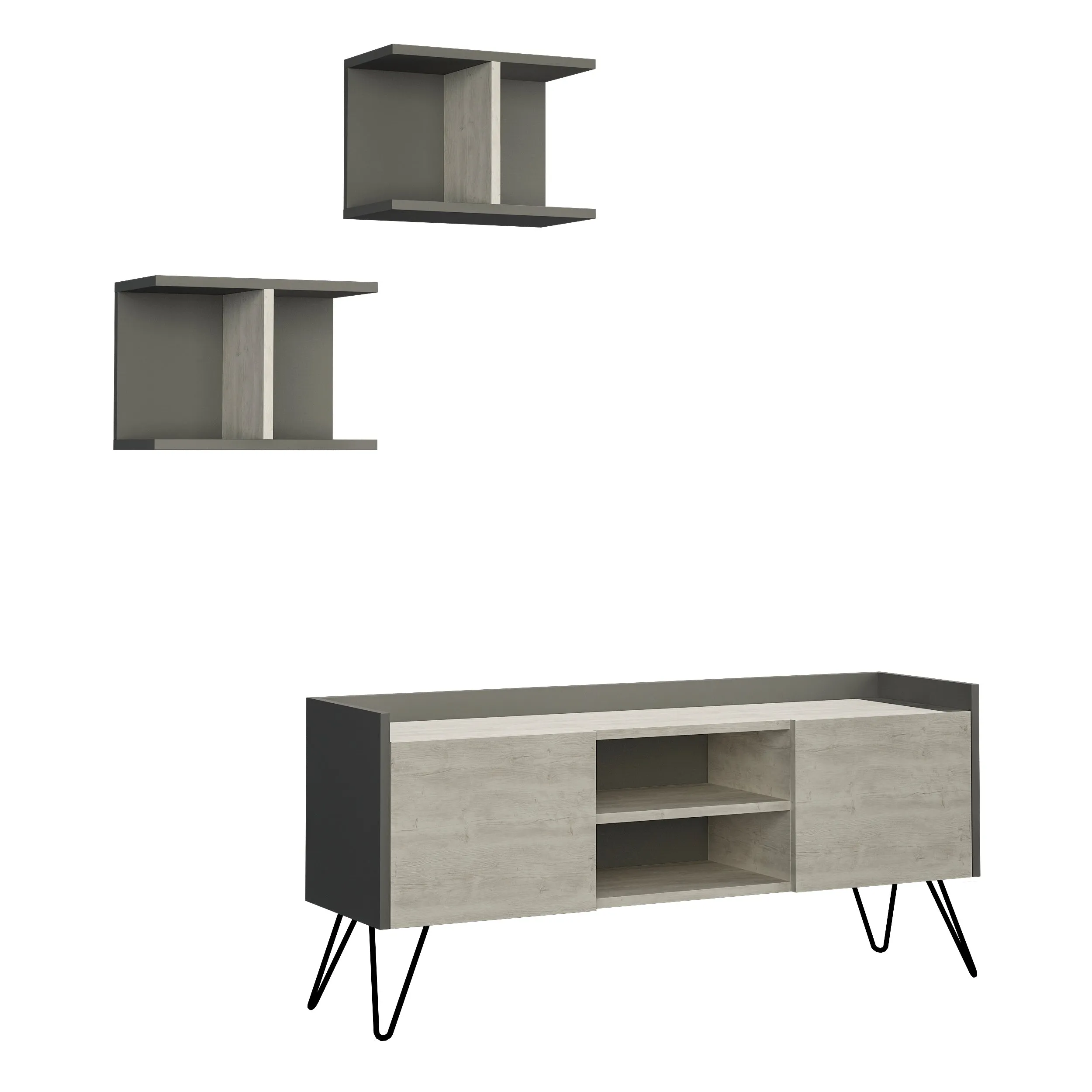 Klappe Modern TV Stand  With Storage And Wall Shelf 126 cm