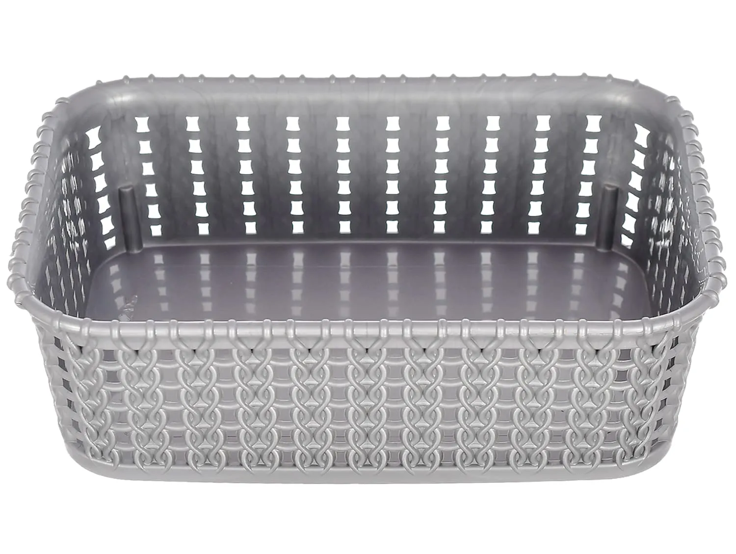 Kuber Industries Multipurposes Small M 15 Plastic Basket, Organizer For Kitchen, Countertops, Cabinets, Bathrooms Without Lid- Pack of 2 (Grey & Brown) -46KM0126