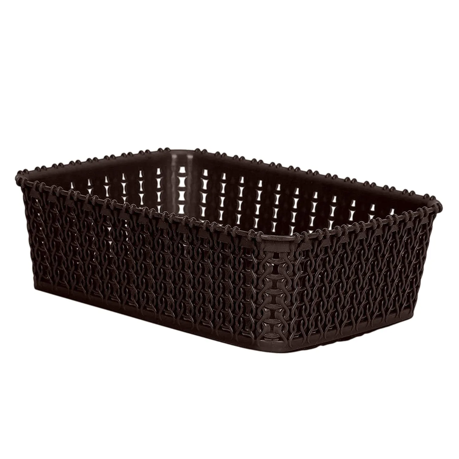 Kuber Industries Multipurposes Small M 15 Plastic Basket, Organizer For Kitchen, Countertops, Cabinets, Bathrooms Without Lid- Pack of 2 (Grey & Brown) -46KM0126