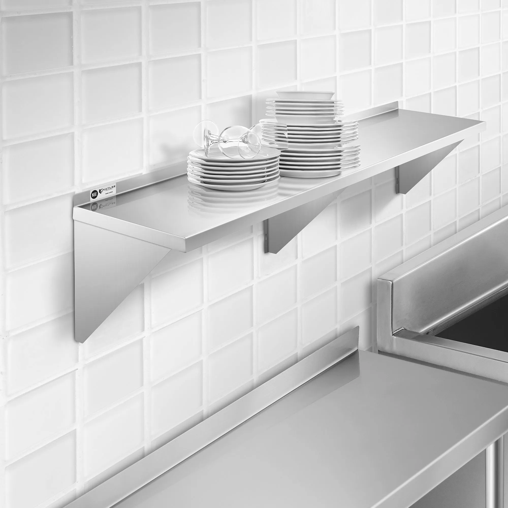 KUTLER Stainless Steel Shelf , NSF Commercial Kitchen Wall Shelving