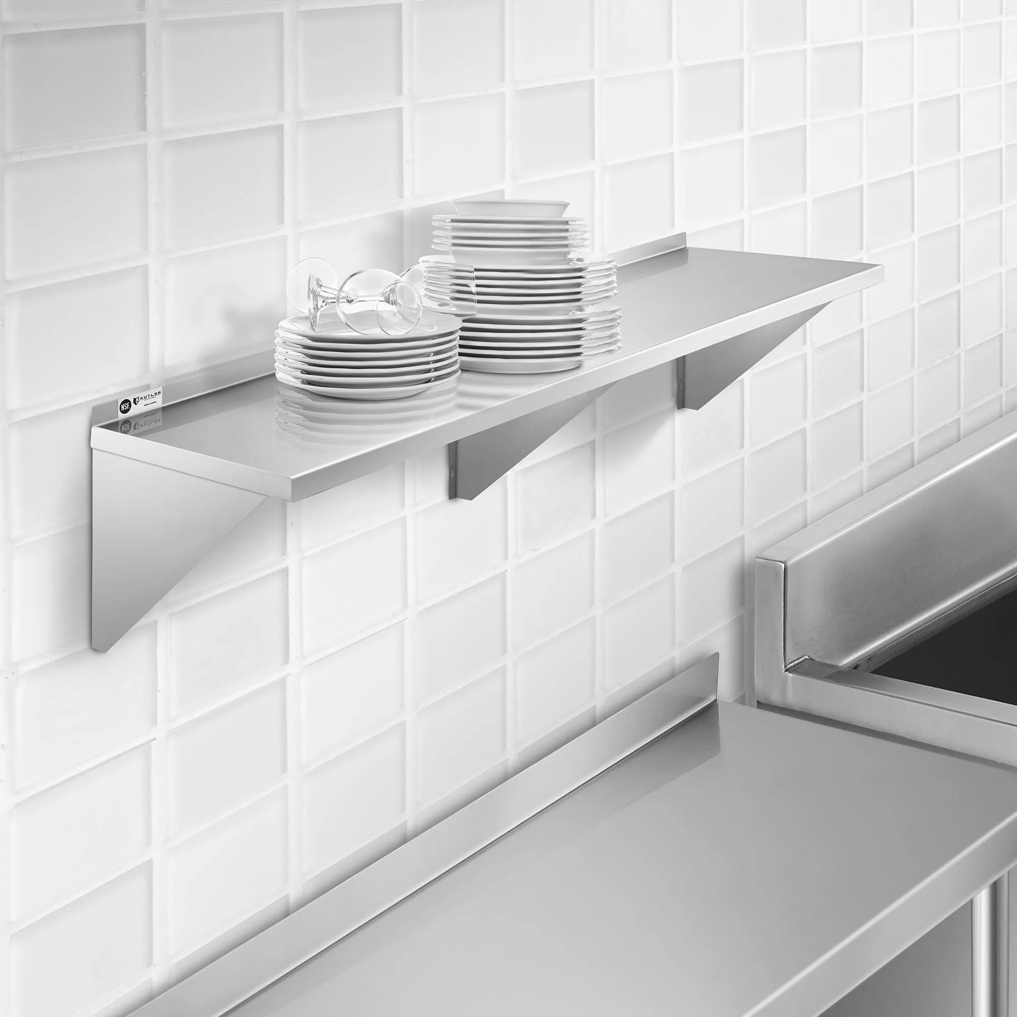 KUTLER Stainless Steel Shelf , NSF Commercial Kitchen Wall Shelving