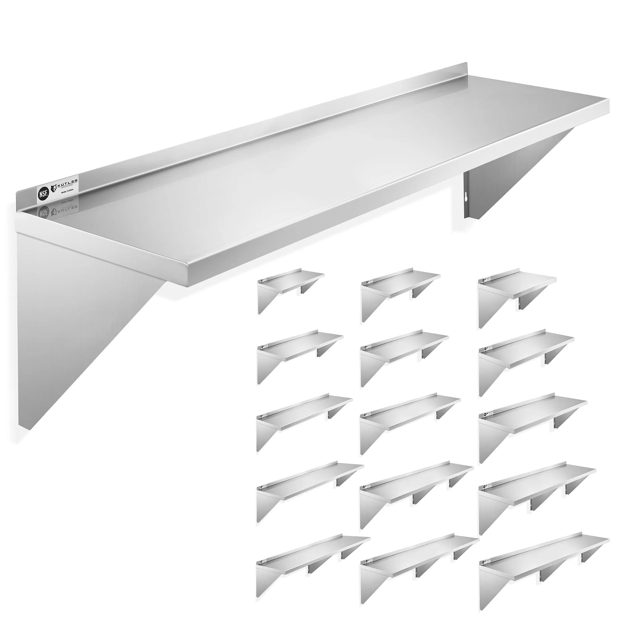 KUTLER Stainless Steel Shelf , NSF Commercial Kitchen Wall Shelving