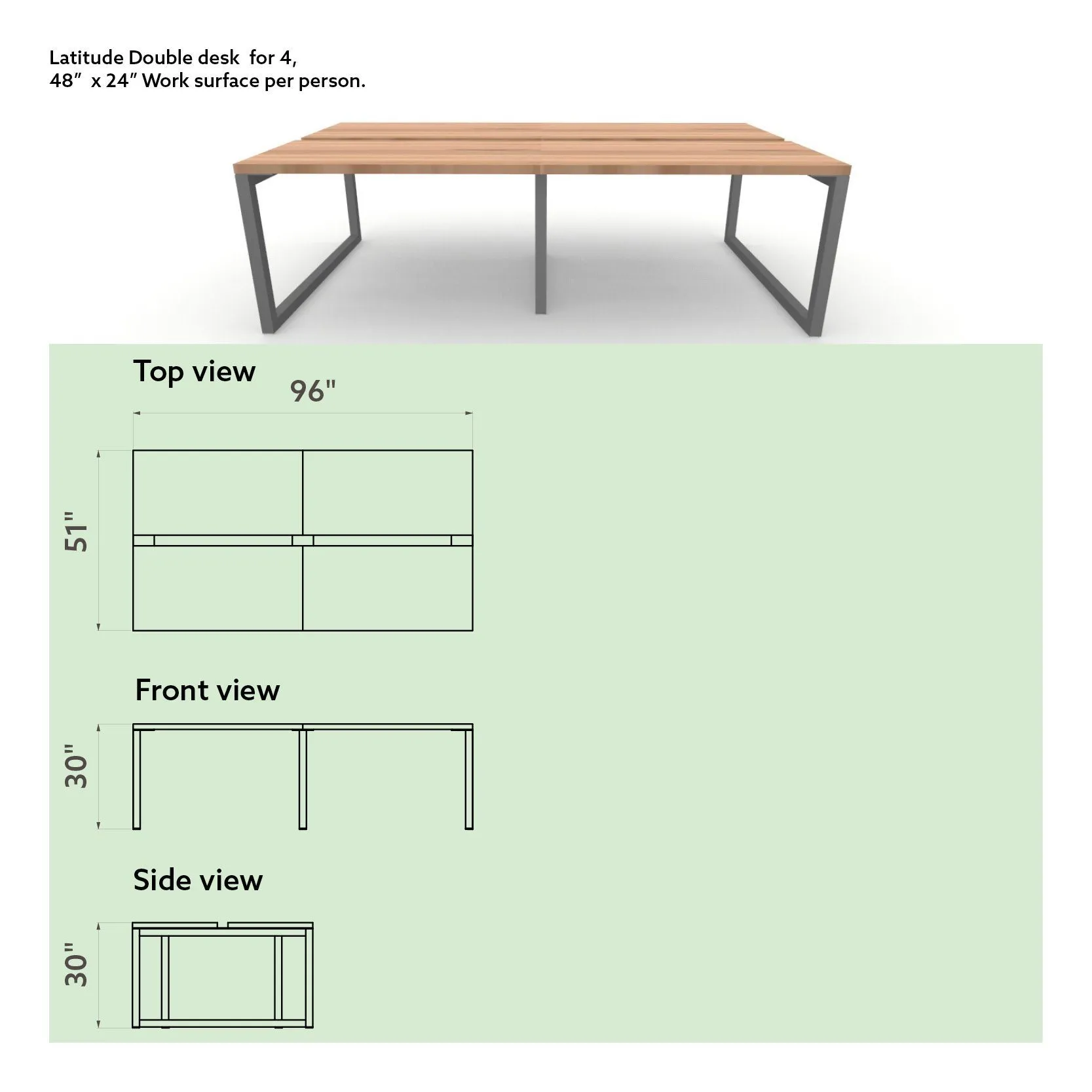 Latitude Double Desk for 4