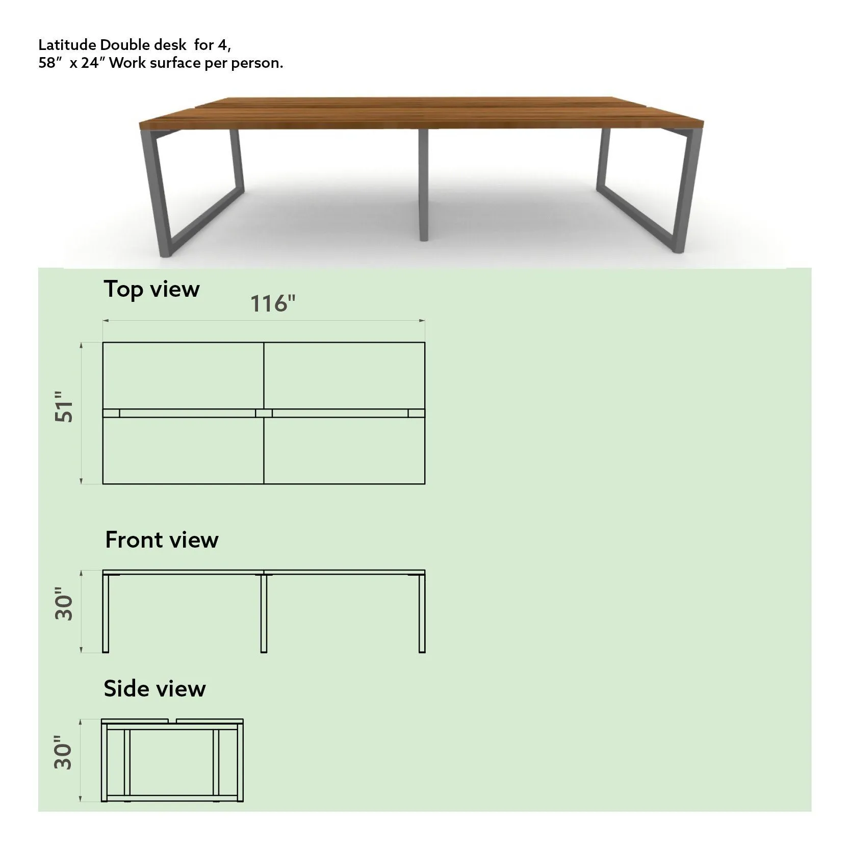 Latitude Double Desk for 4