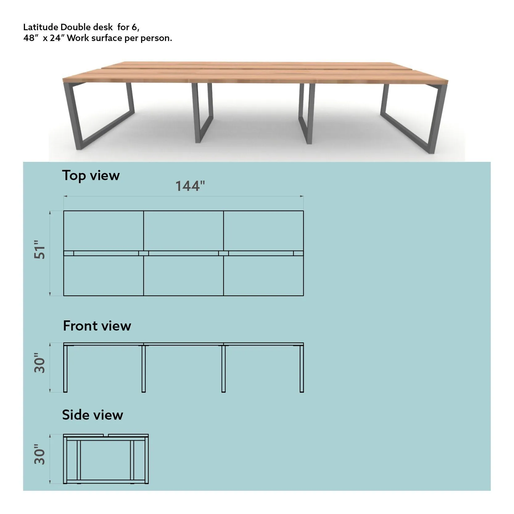 Latitude Double Desk for 6