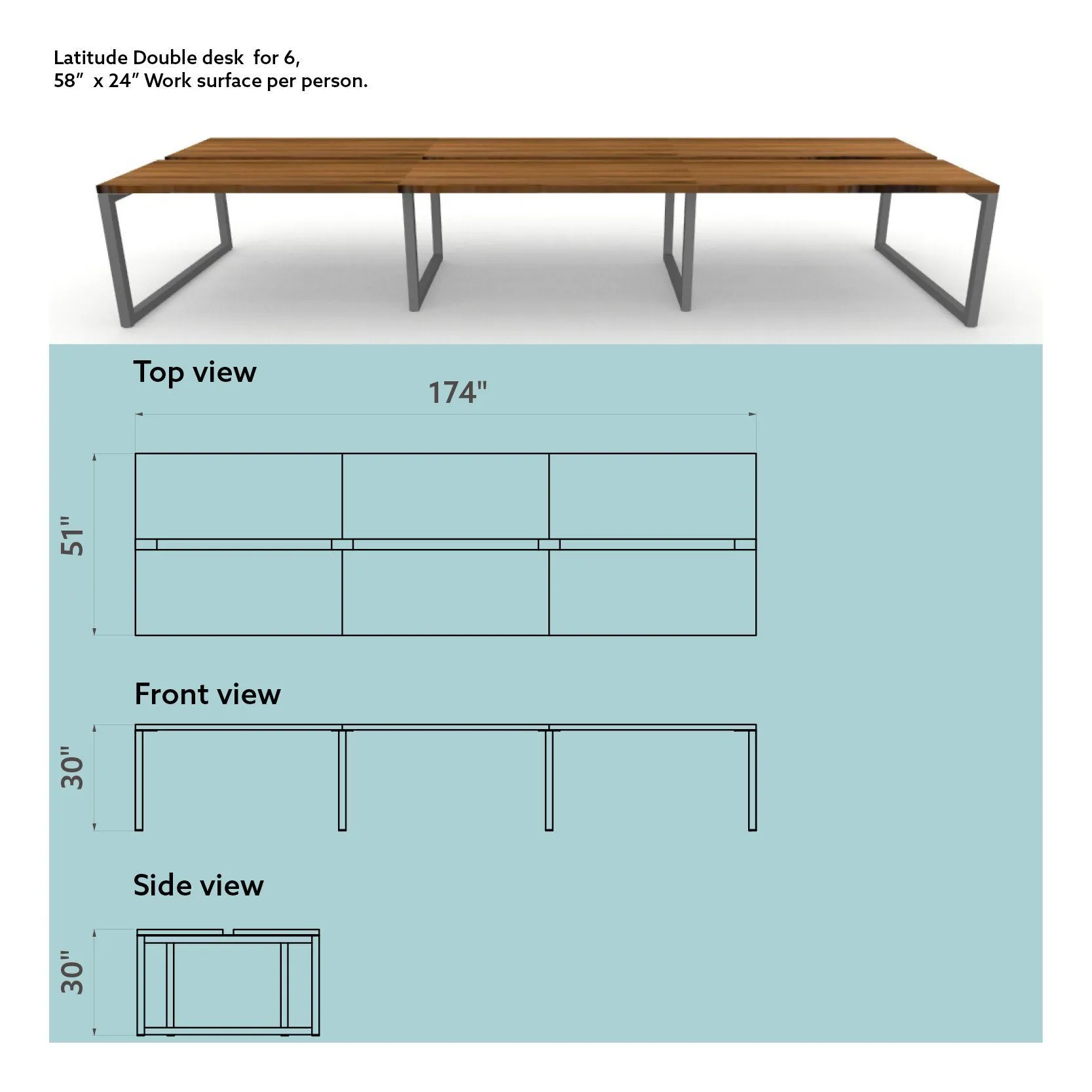 Latitude Double Desk for 6