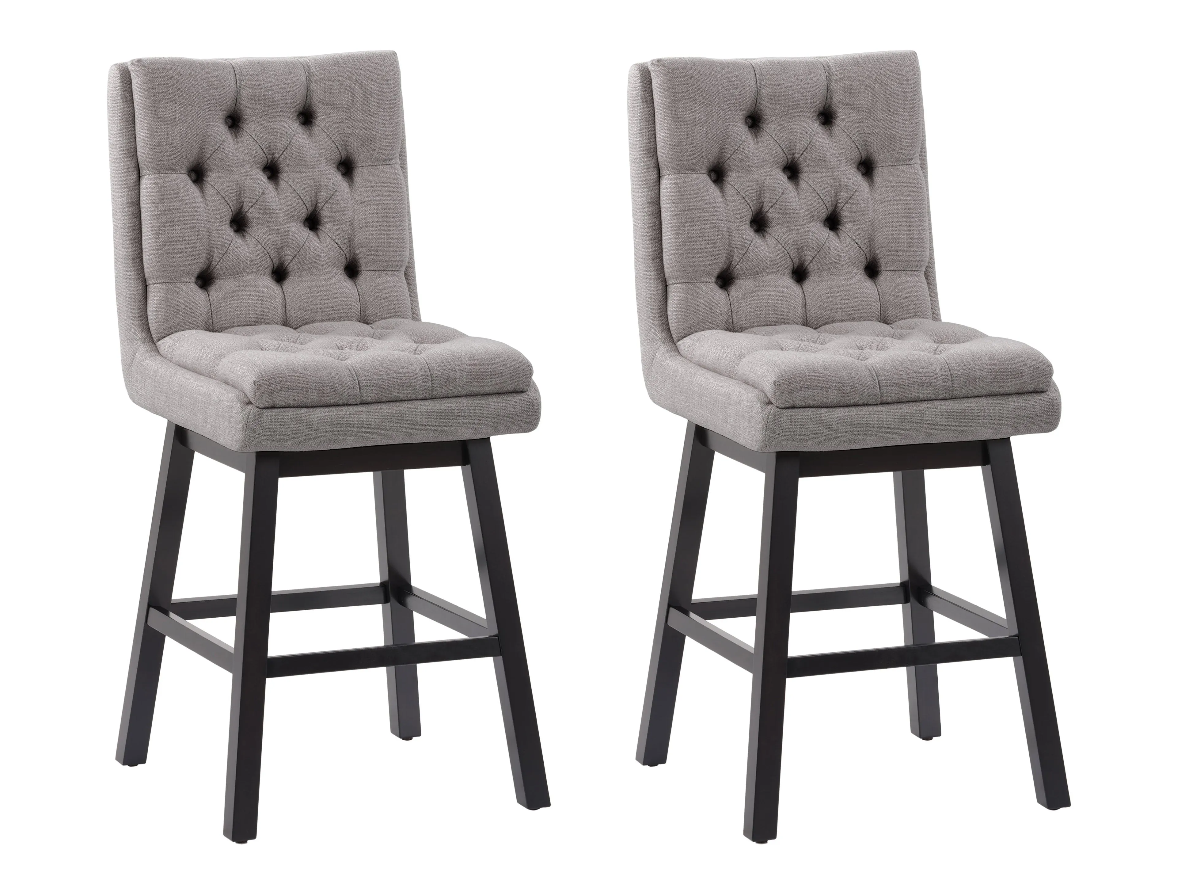 Light Grey Button Tufted Bar Stools