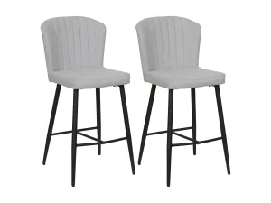 Light Grey Metal Bar Stools, Set of 2