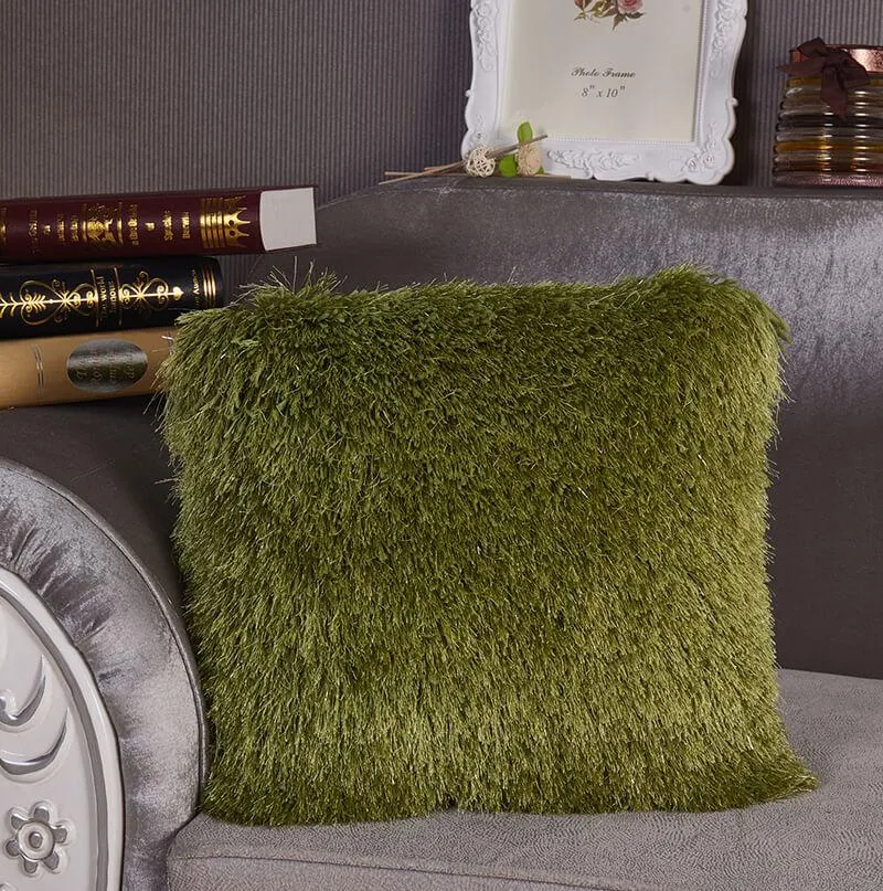 Lime Shaggy Lurex Decorative Pillow