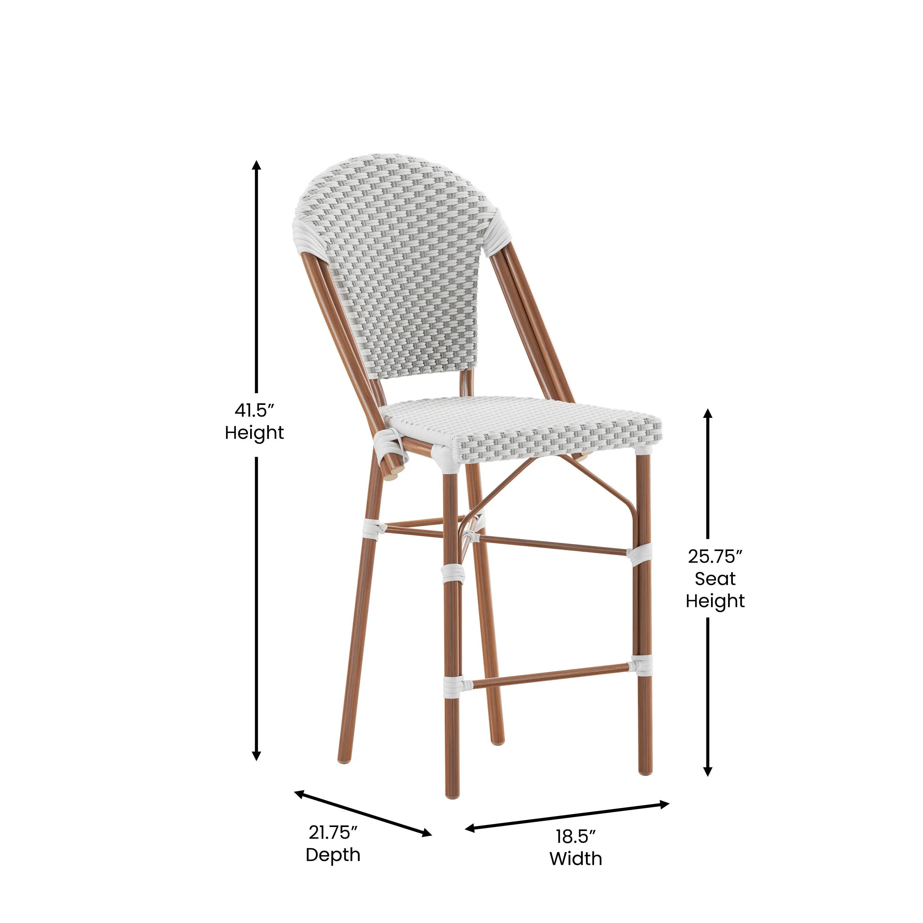 Lourdes Commercial Grade Stackable Indoor/Outdoor Bistro 26" High Counter Height Stool