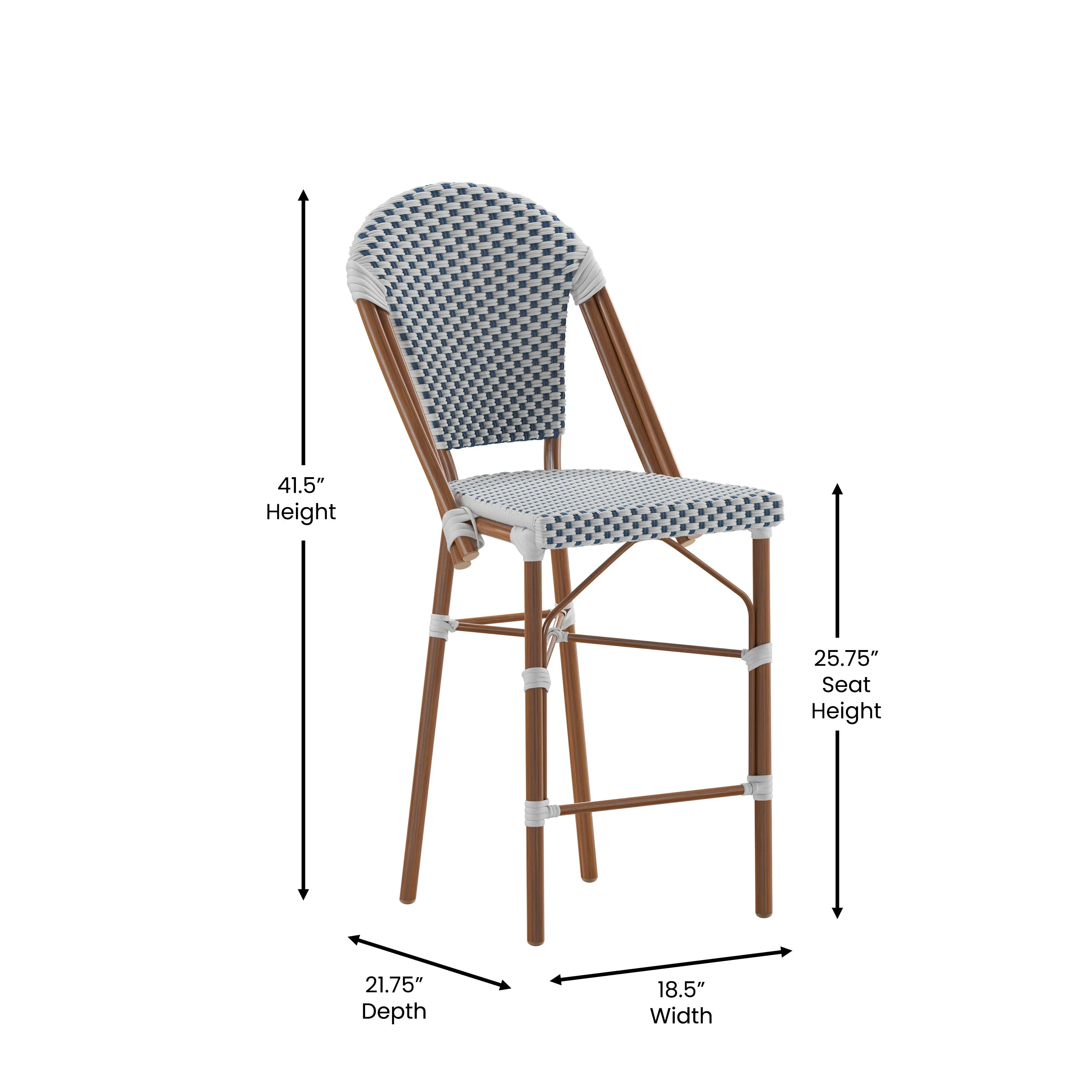 Lourdes Commercial Grade Stackable Indoor/Outdoor Bistro 26" High Counter Height Stool