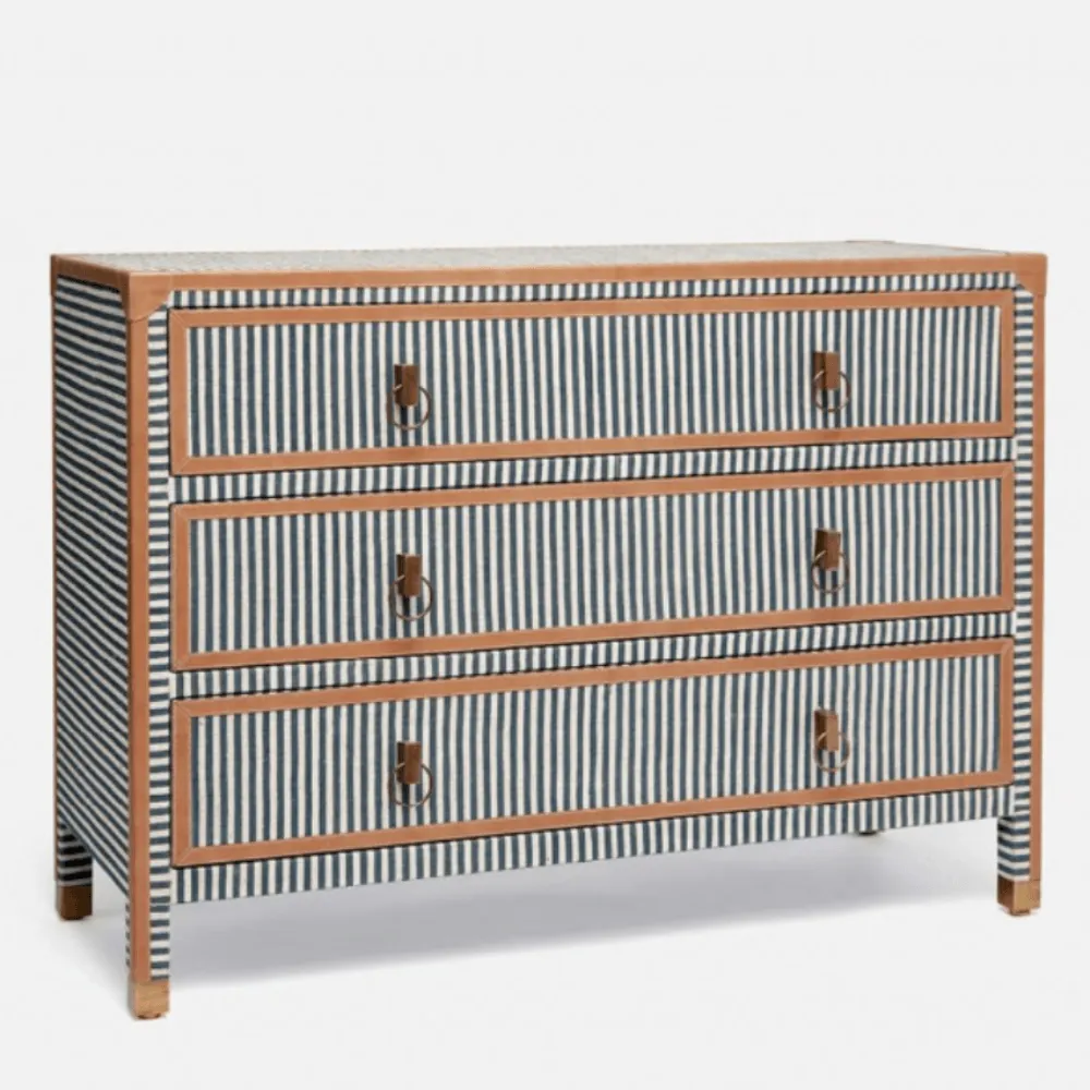 Menswear Striped Dresser with Leather Trim