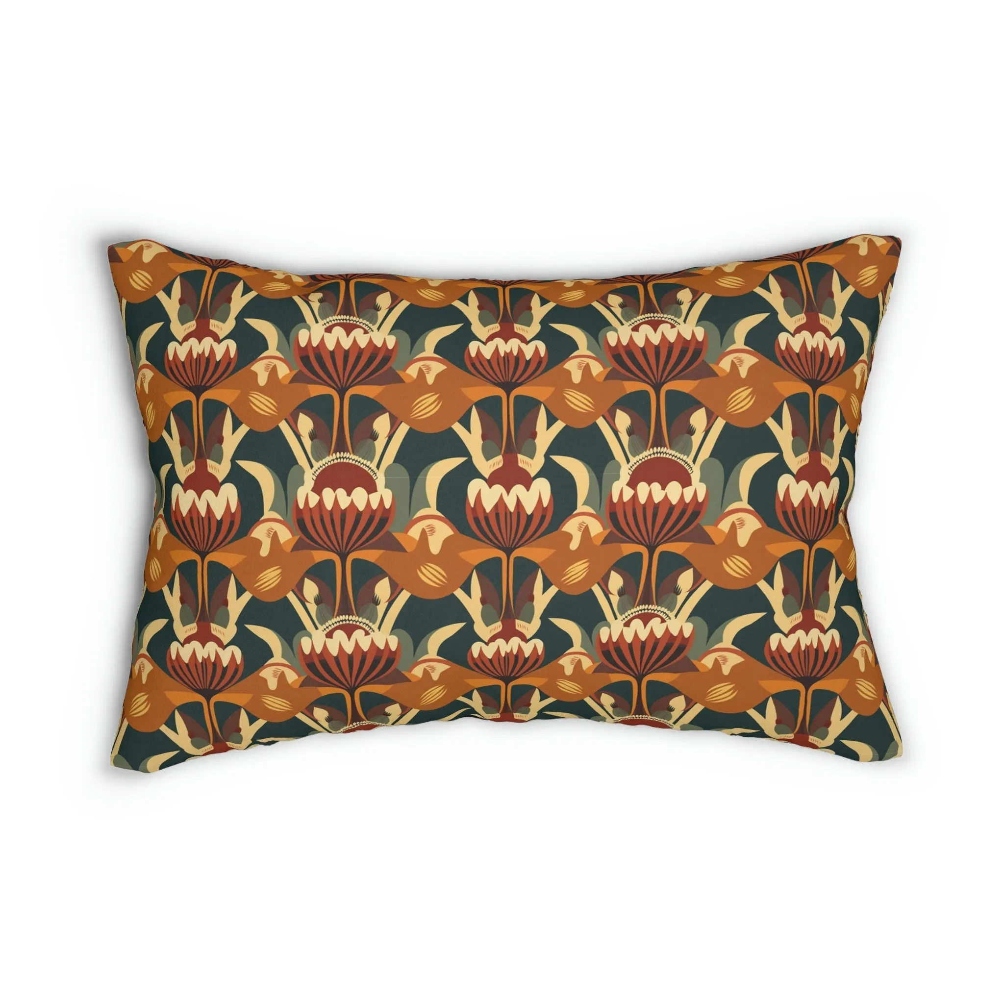 Mid-Century Modern Floral Spun Polyester Lumbar Pillow