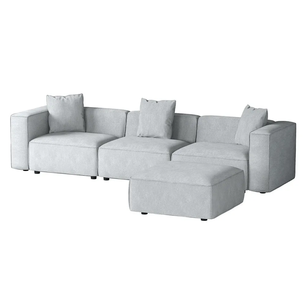 Modular Linen Sofa Chaise Set, 4-Seater, Grey - Artiss