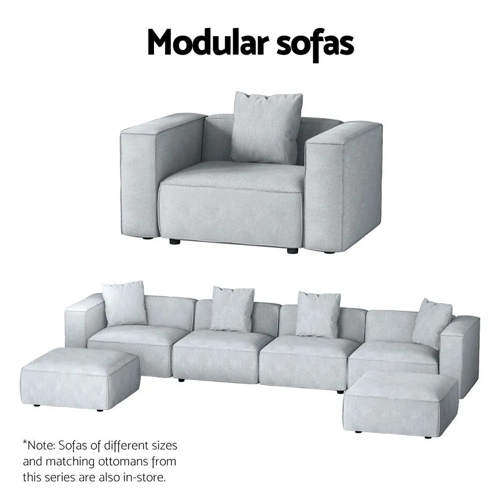 Modular Linen Sofa Chaise Set, 4-Seater, Grey - Artiss