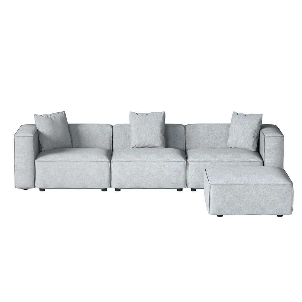 Modular Linen Sofa Chaise Set, 4-Seater, Grey - Artiss