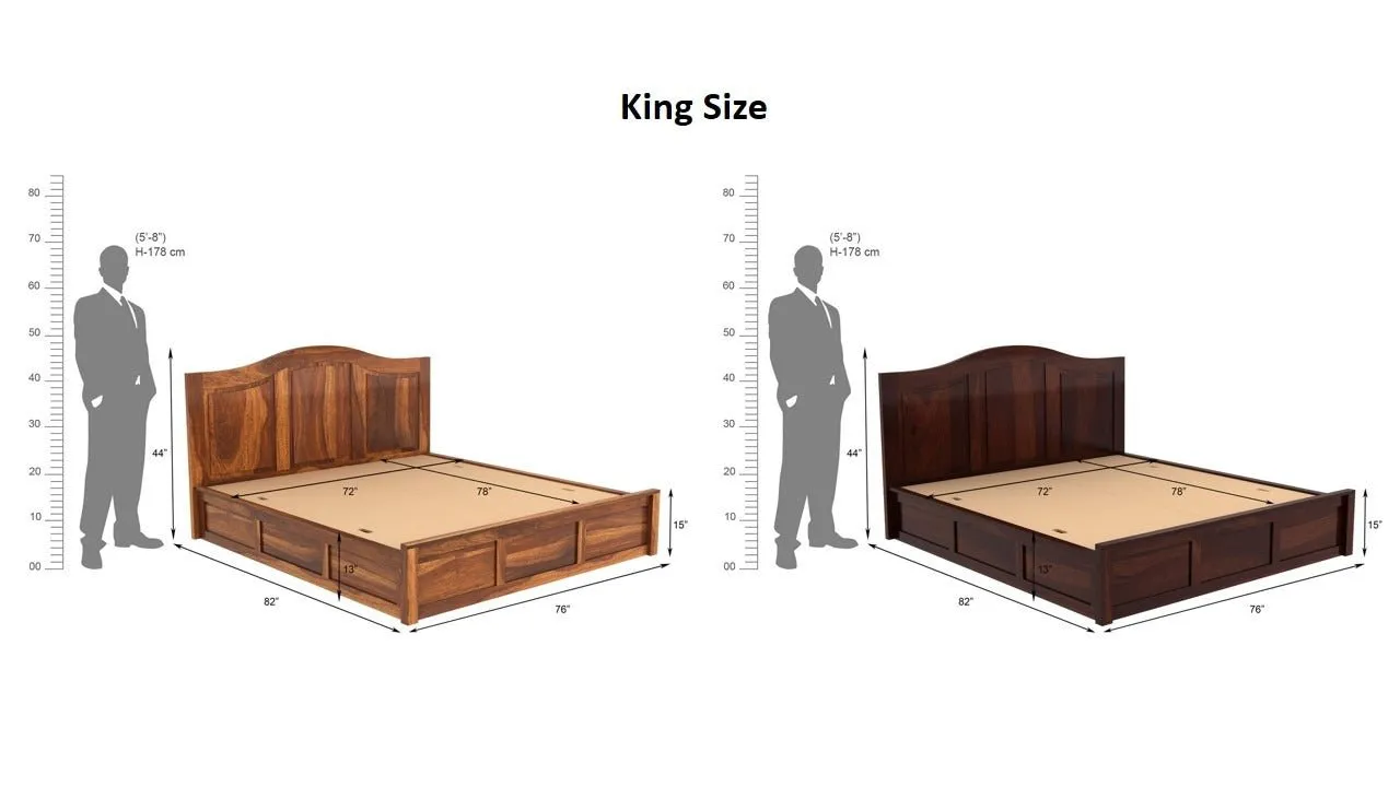 Nectar Sheesham Wood Bed with Box Storage