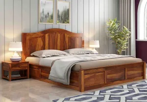 Nectar Sheesham Wood Bed with Box Storage