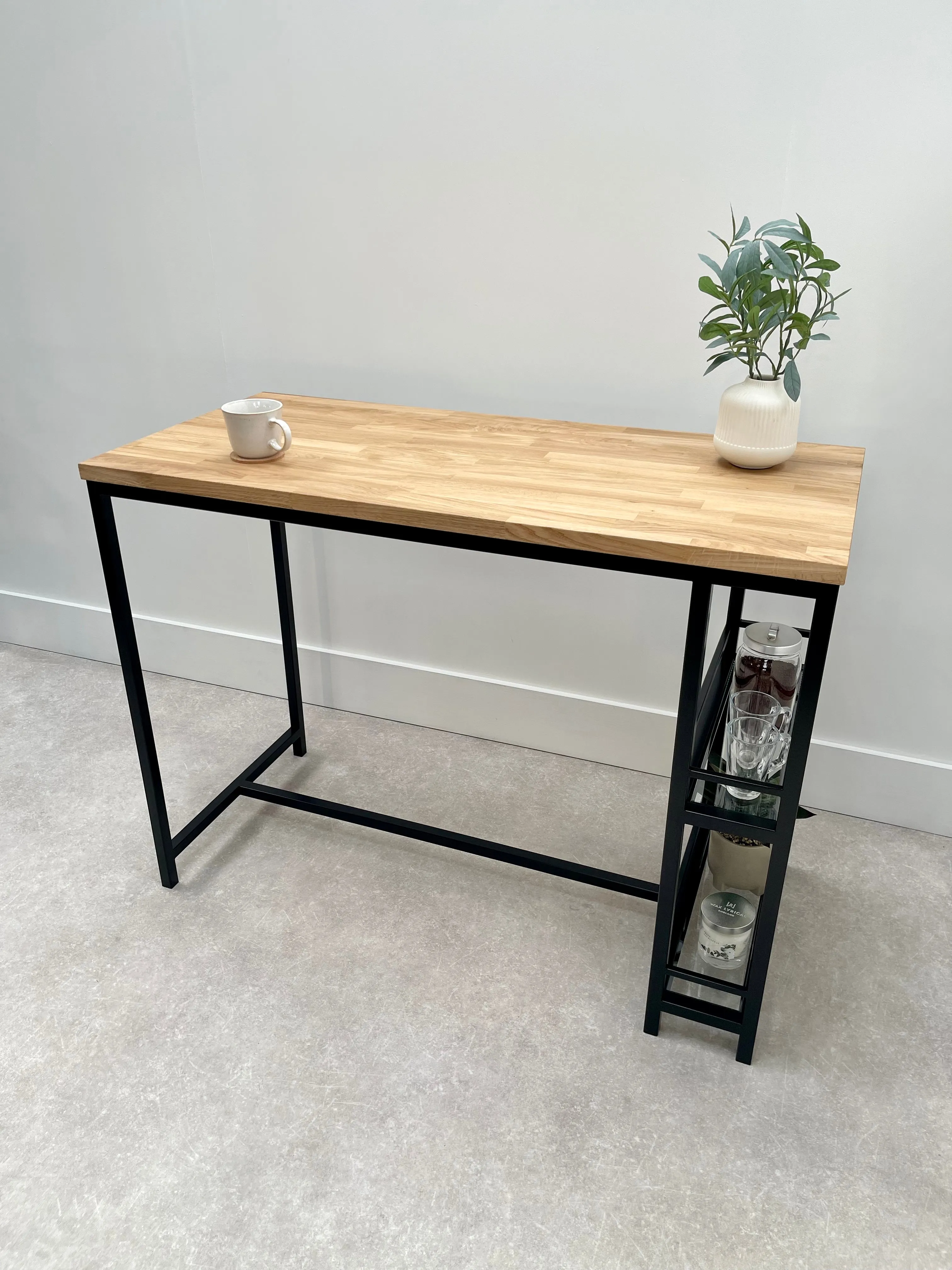 Oak Metal Breakfast Bar Table