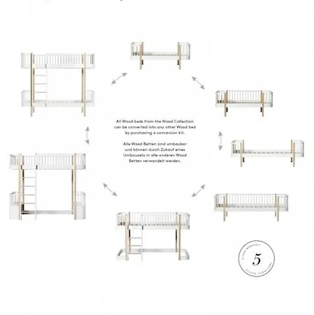 Oliver Furniture - Wood Junior Day Bed in White & Oak