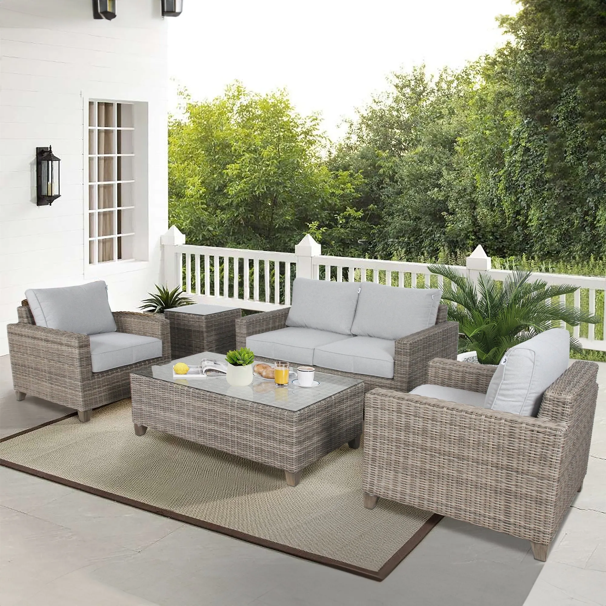 Outdoor Wicker Rattan Sofa Set, 2 3 Seater, Aluminium Frame