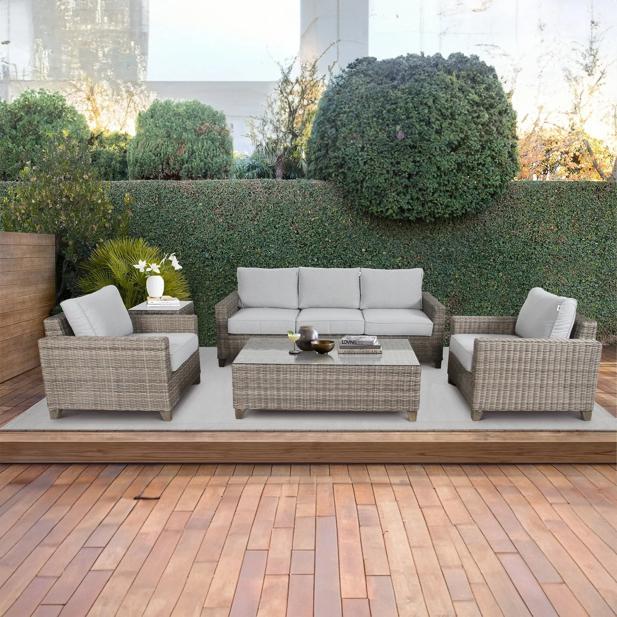 Outdoor Wicker Rattan Sofa Set, 2 3 Seater, Aluminium Frame