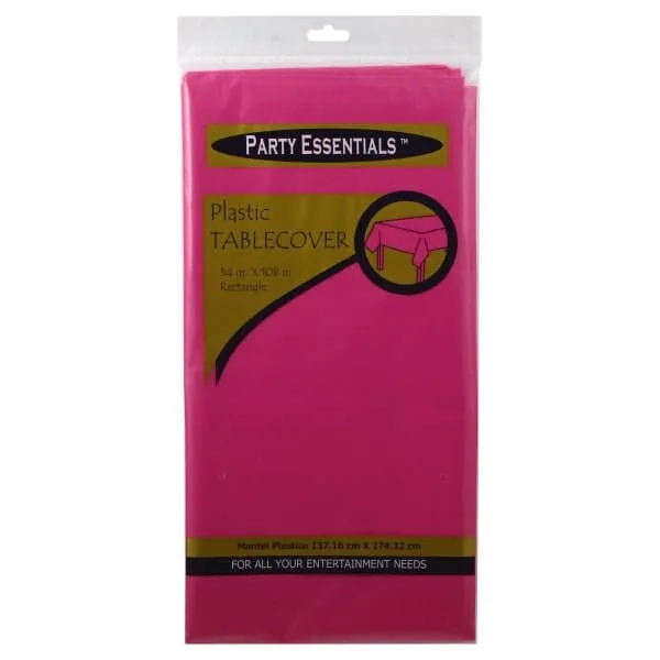 Party Essentials Heavy Duty Plastic Tablecover - Neon Pink (54x108)