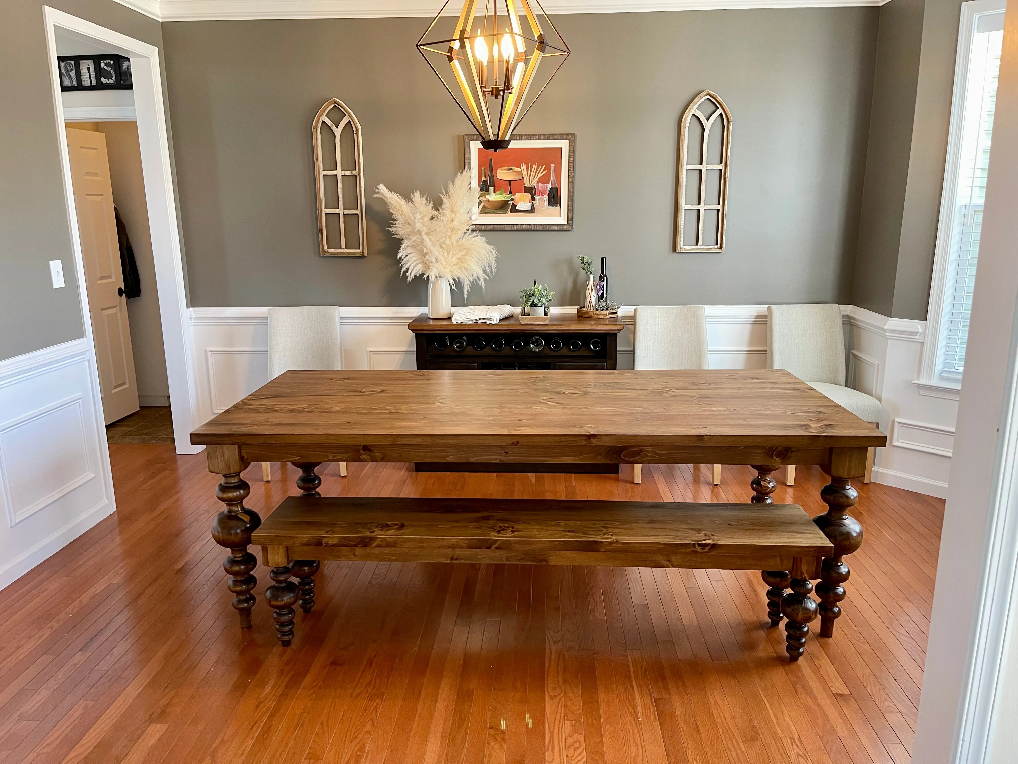 PINE Alice Turned Leg Dining Table - Special Walnut