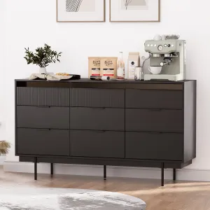 premium Storage Cabinet, 47" x 31.5" Buffet Cabinet with Storage, Black Sideboard with 2 Sliding Doors & 3 Drawers, Wood Coffee Bar Entryway Storage for Living Room