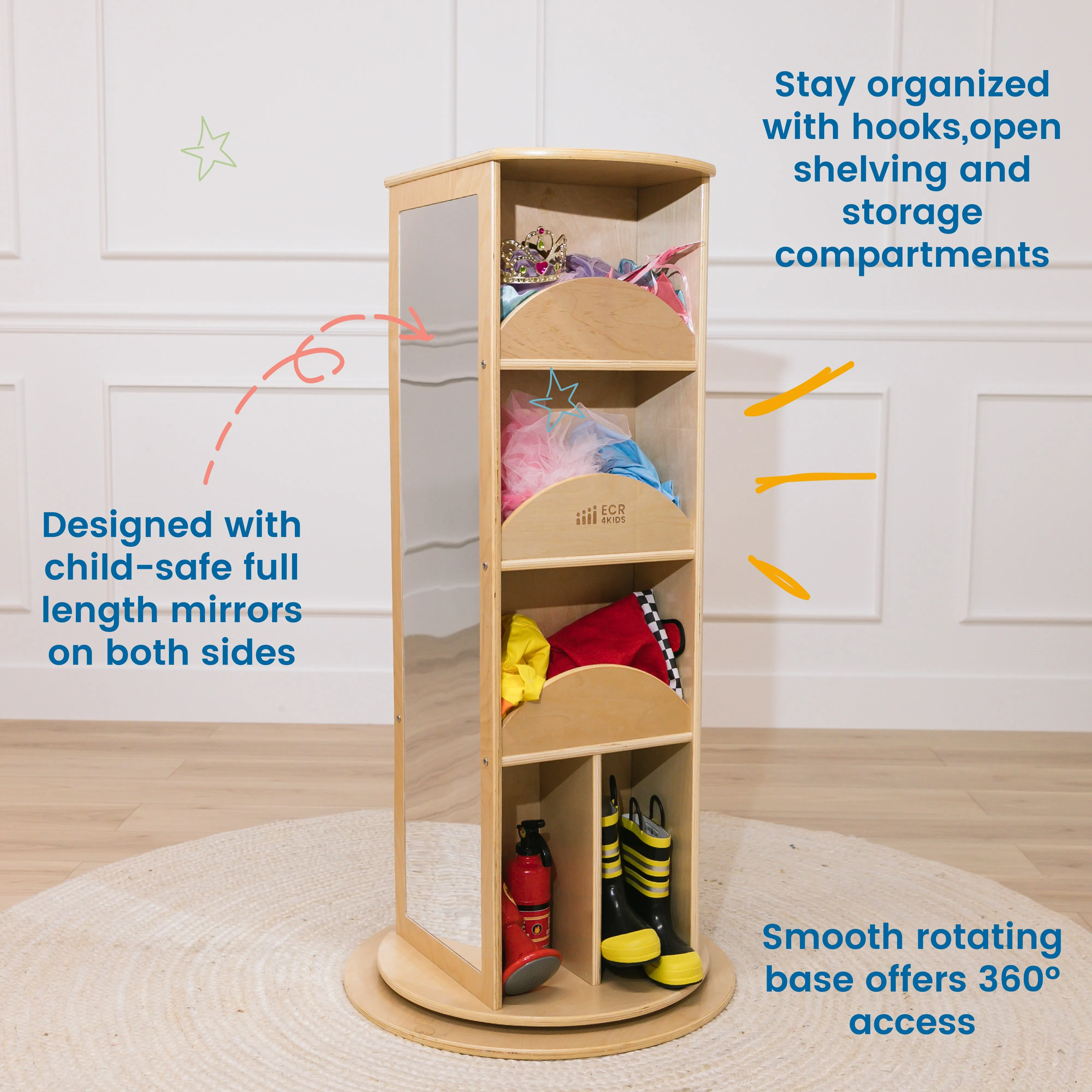 Rotating Dress-Up Carousel, Dramatic Play Costume Storage