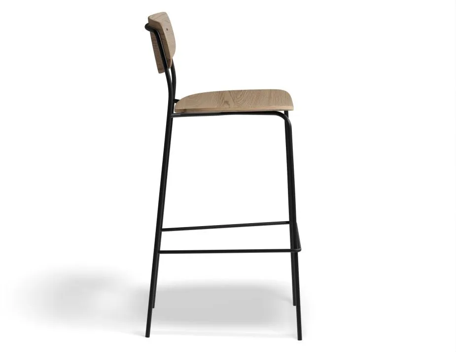 Rylie Stool - Natural Ash Seat and Backrest - 65cm Counter Kitchen Height