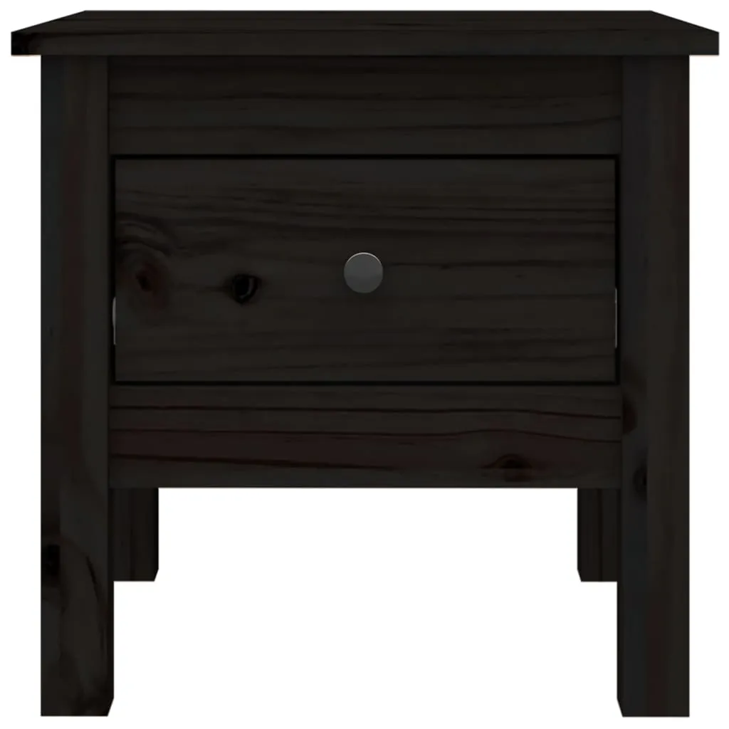 Side Tables 2 pcs Black 40x40x39 cm Solid Wood Pine