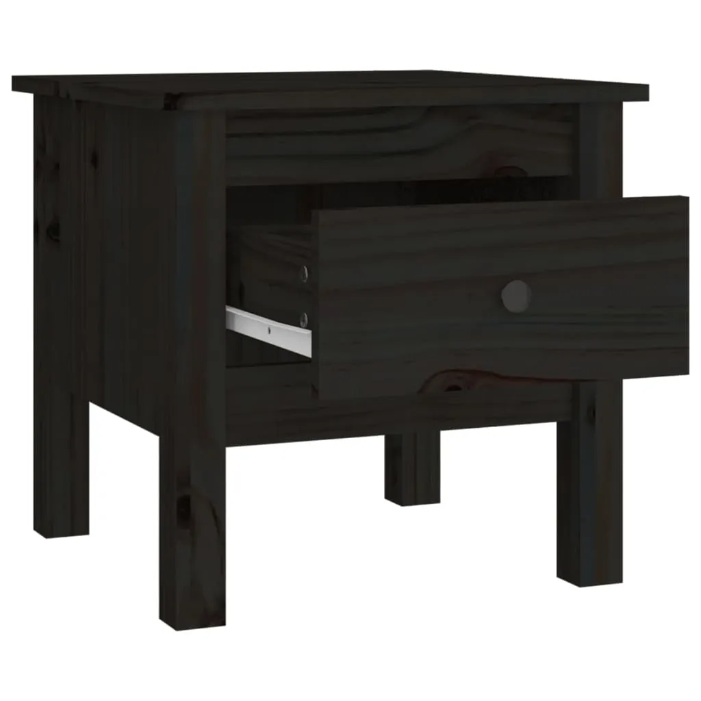 Side Tables 2 pcs Black 40x40x39 cm Solid Wood Pine