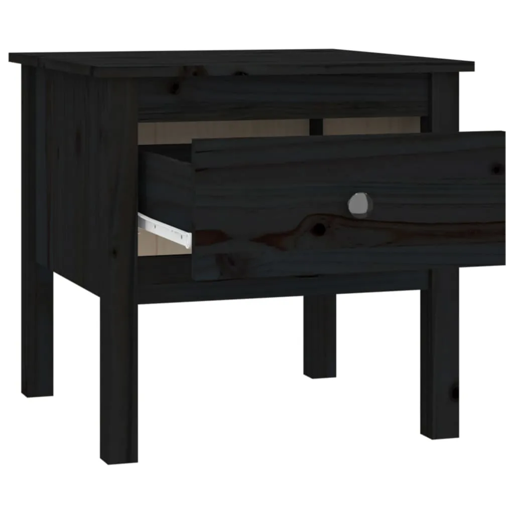 Side Tables 2 pcs Black 50x50x49 cm Solid Wood Pine