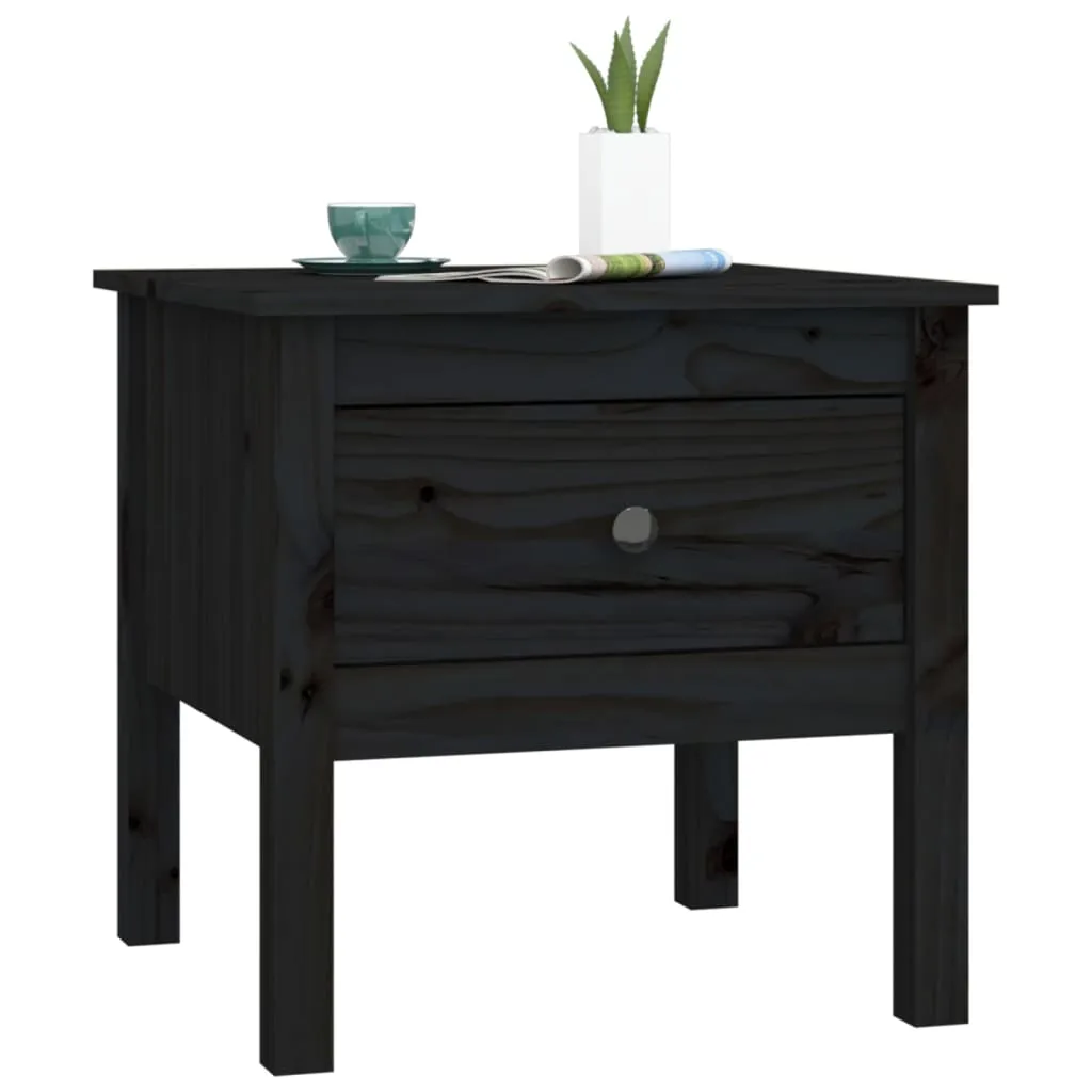 Side Tables 2 pcs Black 50x50x49 cm Solid Wood Pine