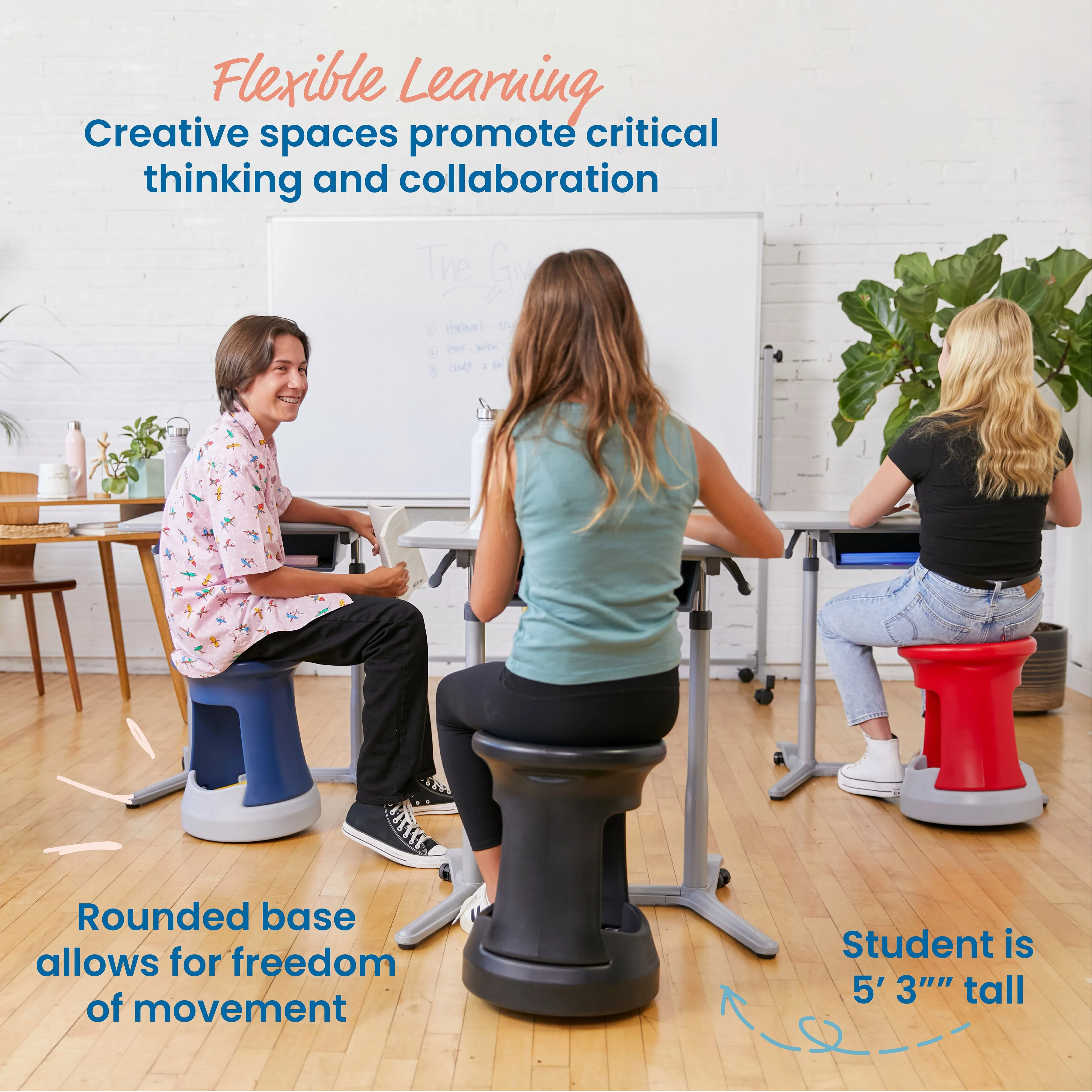 Storage Wobble Stool, Active Learning Chair, Flexible Seating, 18in Seat Height