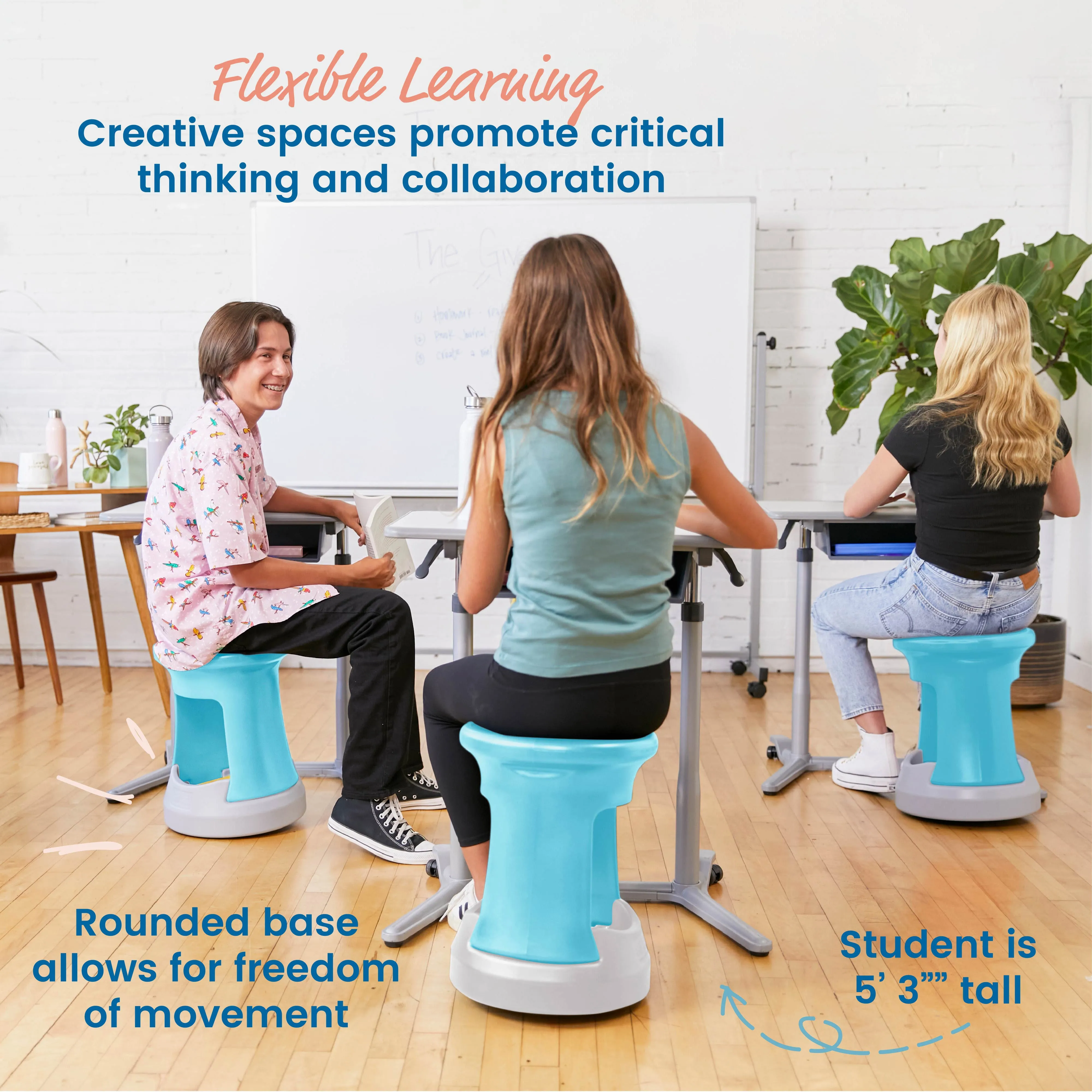 Storage Wobble Stool, Active Learning Chair, Flexible Seating, 18in Seat Height