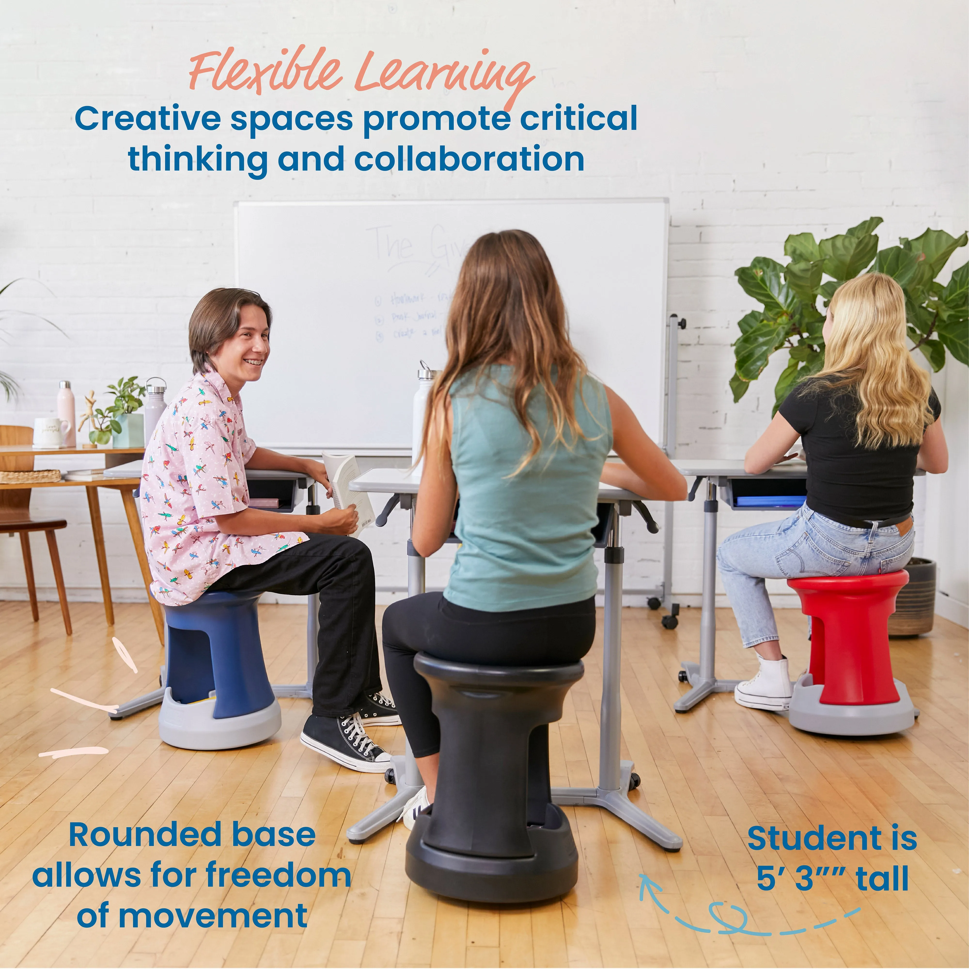 Storage Wobble Stool, Active Learning Chair, Flexible Seating, 18in Seat Height