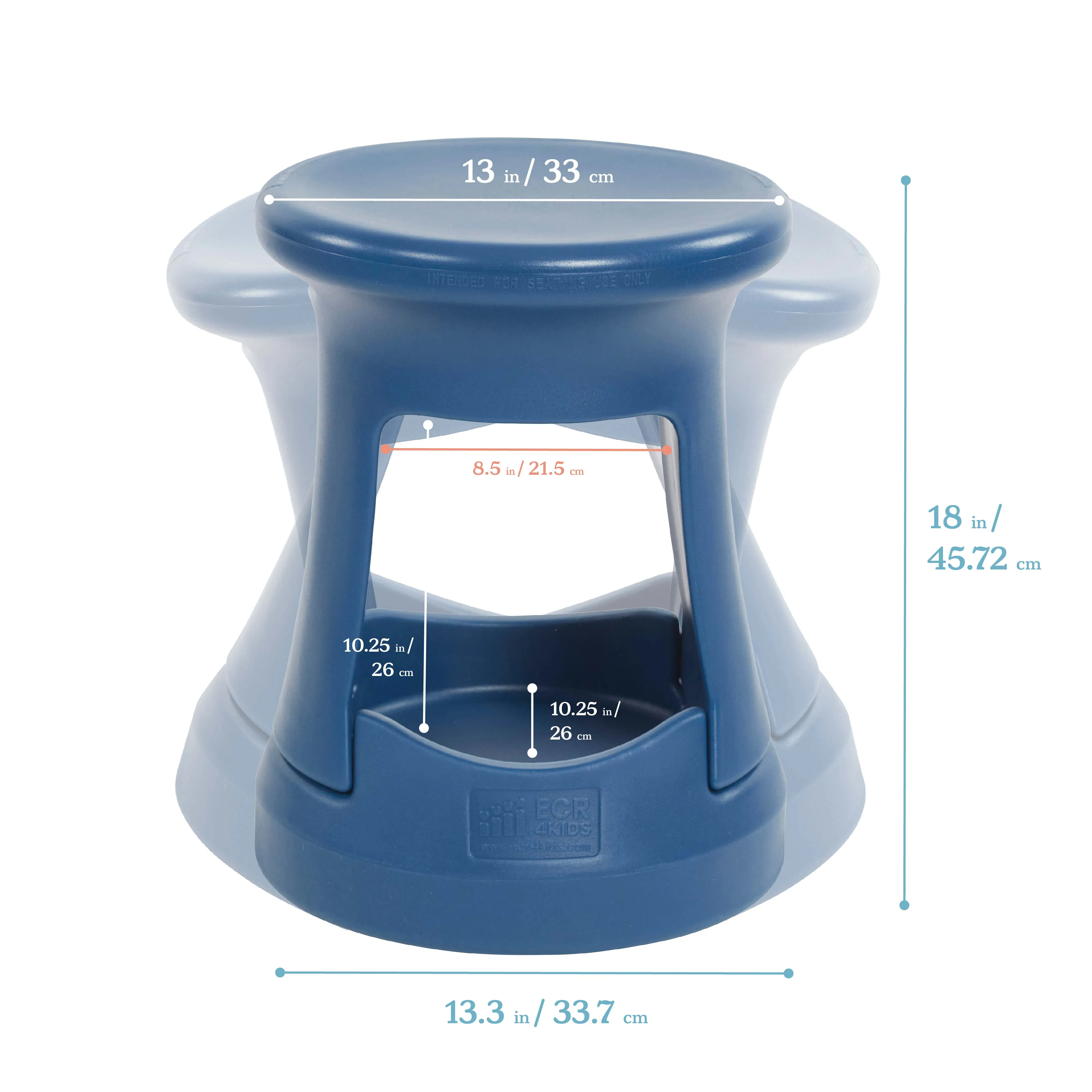 Storage Wobble Stool, Active Learning Chair, Flexible Seating, 18in Seat Height