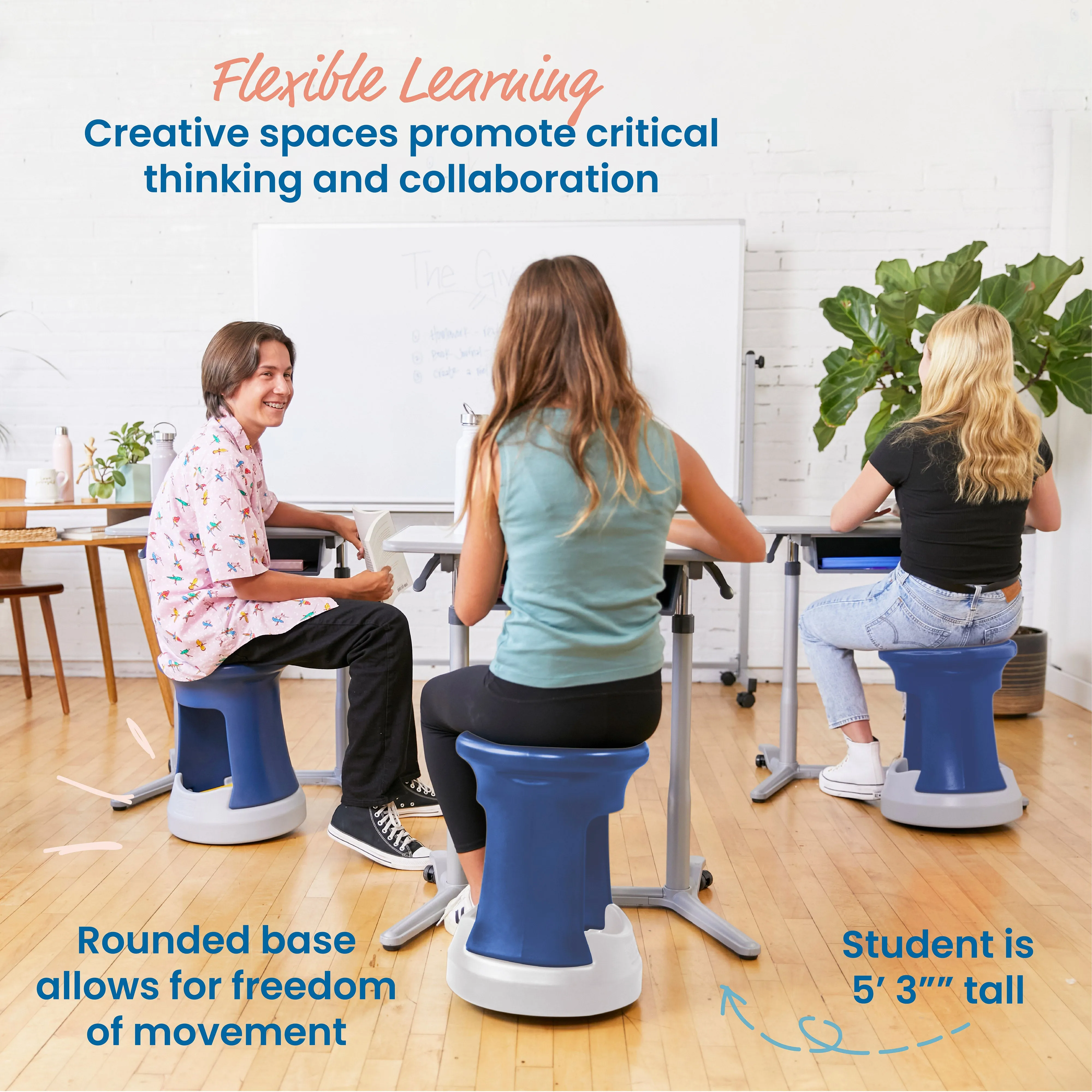 Storage Wobble Stool, Active Learning Chair, Flexible Seating, 18in Seat Height