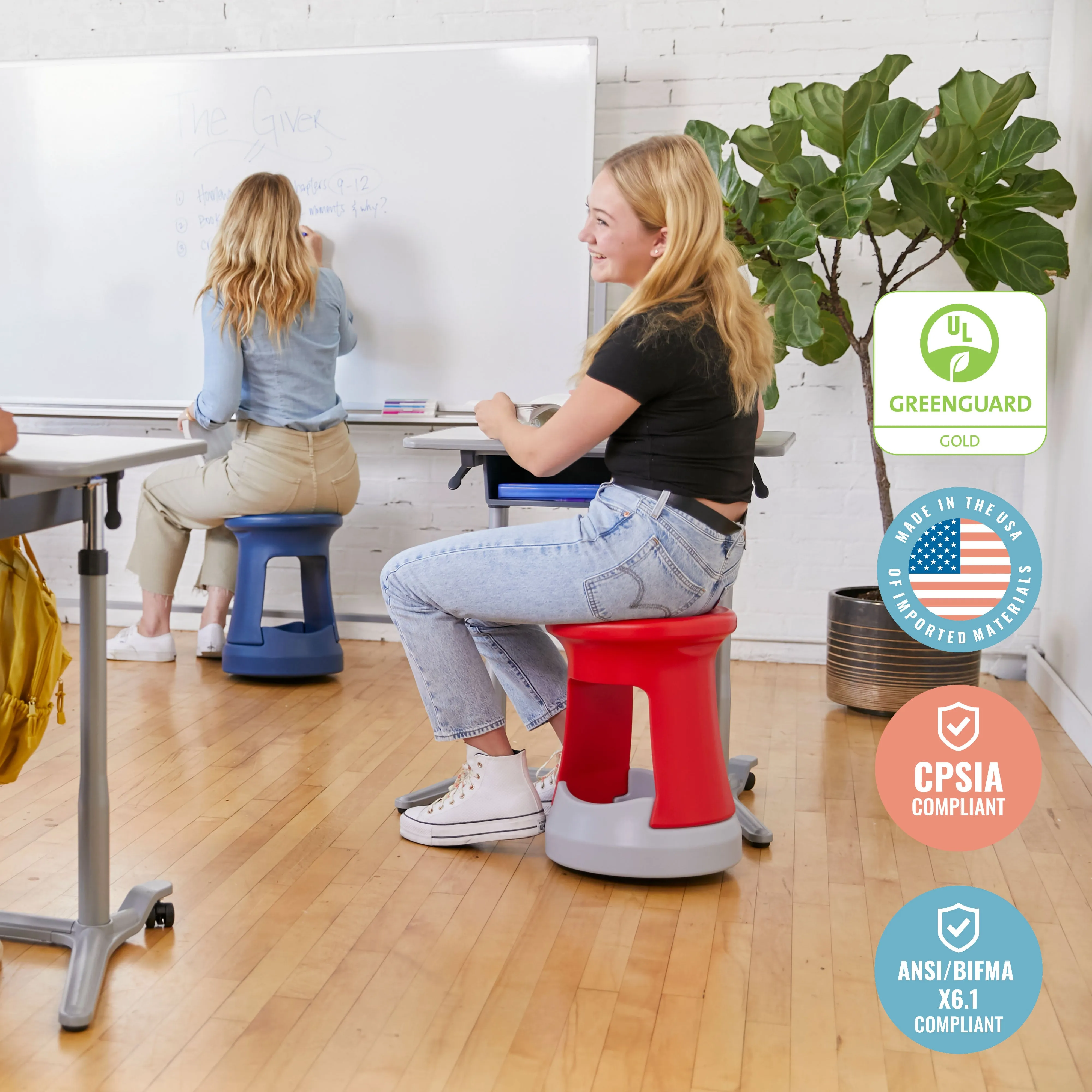 Storage Wobble Stool, Active Learning Chair, Flexible Seating, 18in Seat Height